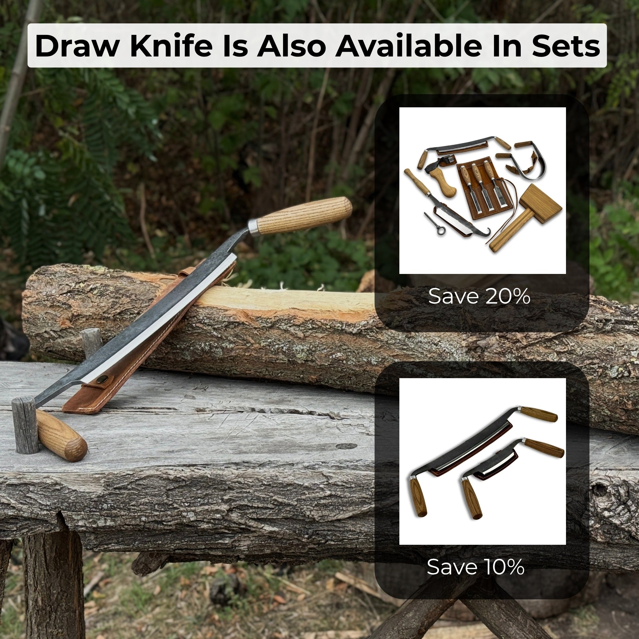 Straight Drawknife, 26 cm (10.2 inches) Cutting Edge - 10