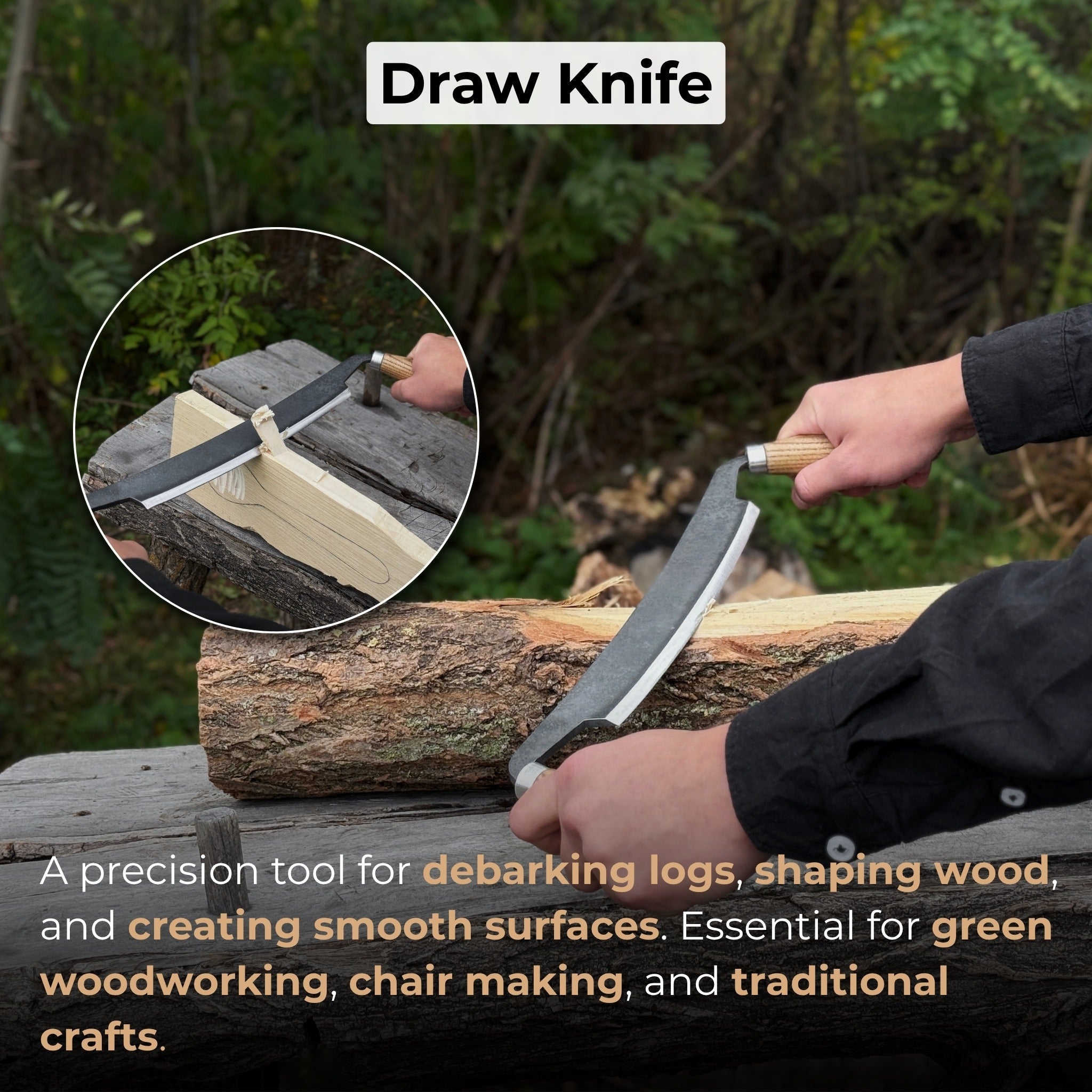 Straight Drawknife, 26 cm (10.2 inches) Cutting Edge - 7