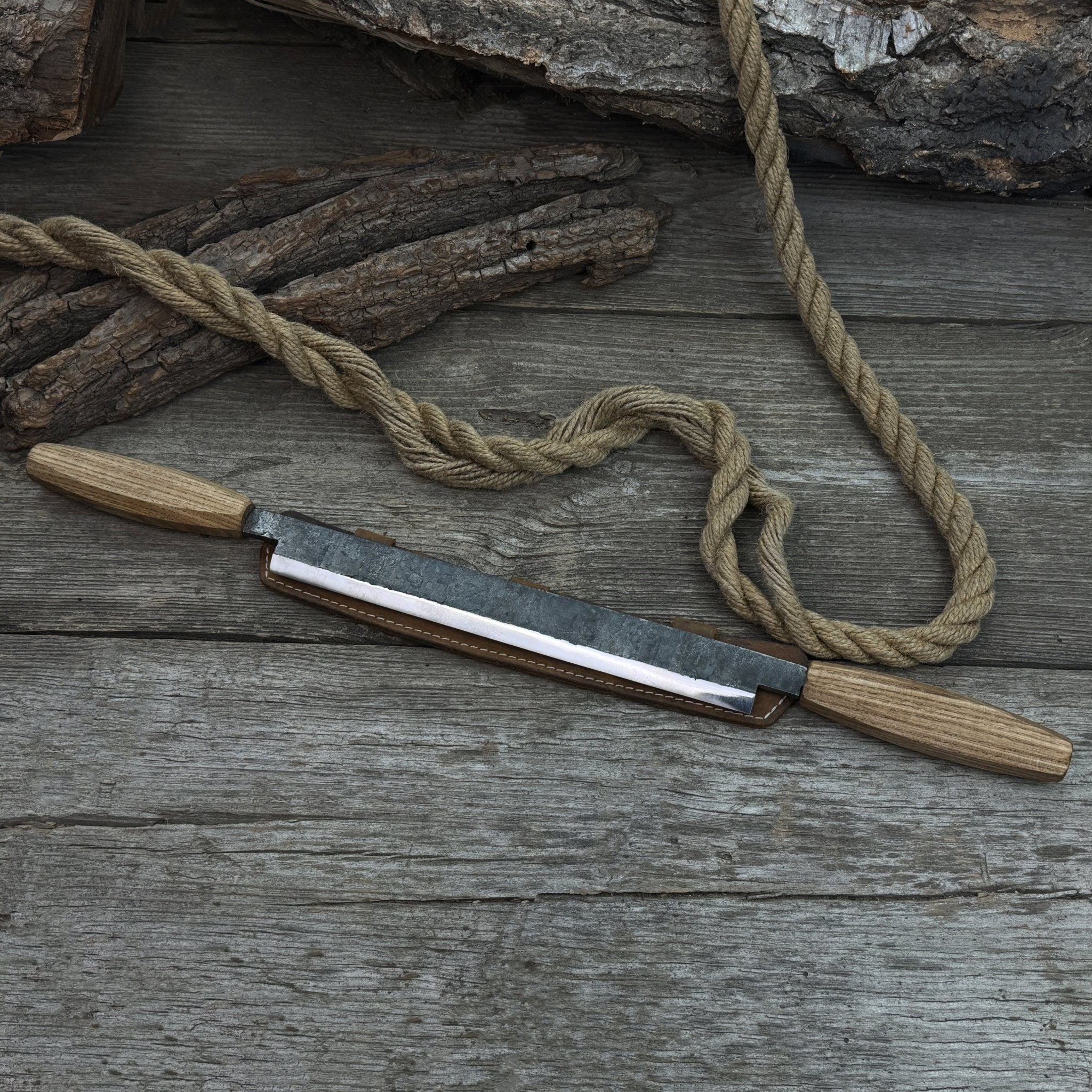 Straight Drawknife with Leather Sheath, 25 cm (9.84 inches) - 7