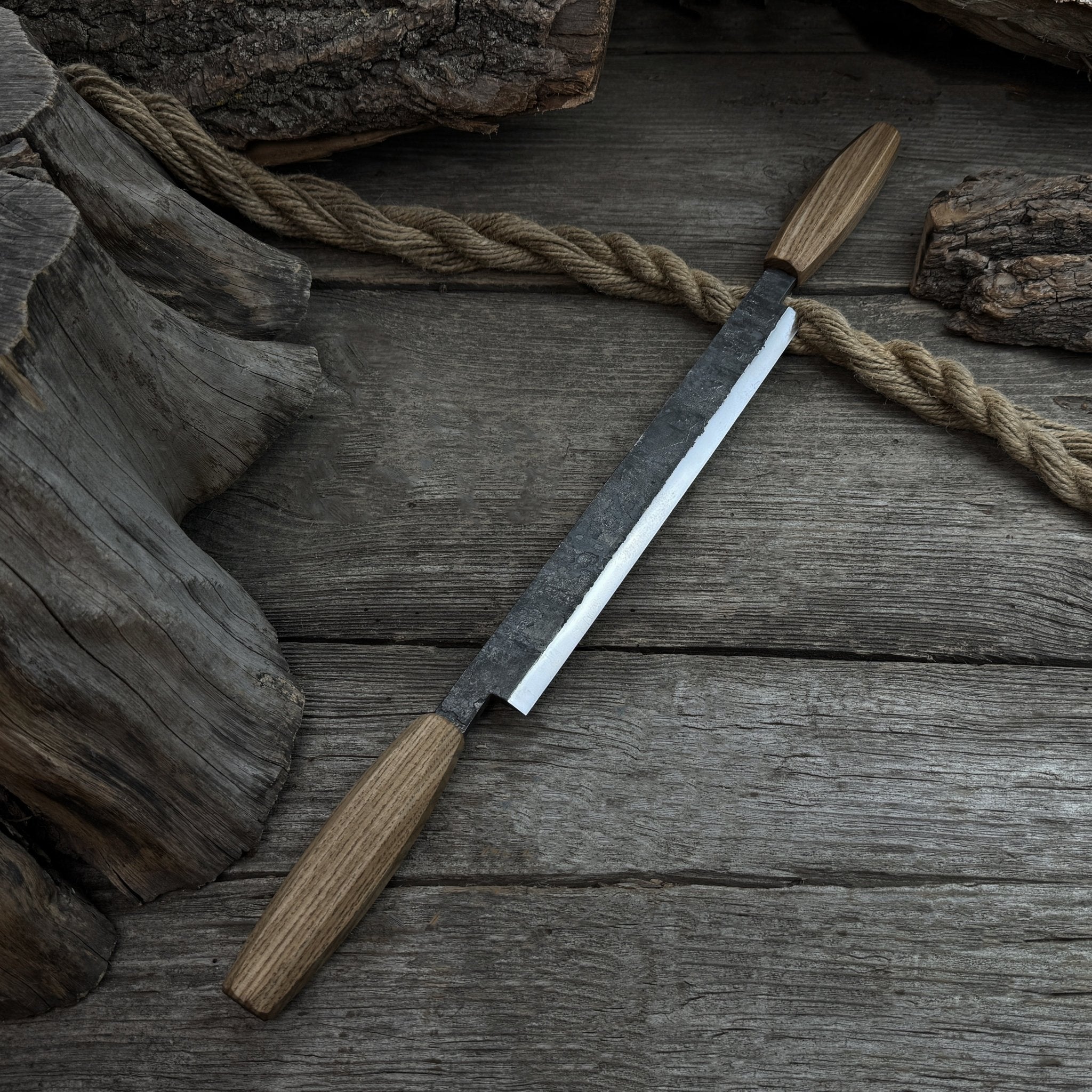 Straight Drawknife with Leather Sheath, 25 cm (9.84 inches) - 3