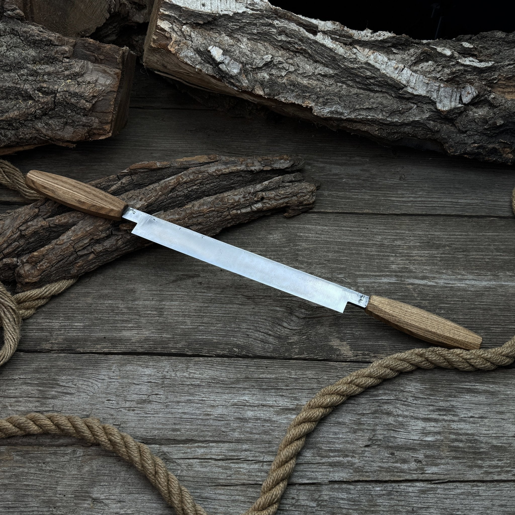 Straight Drawknife with Leather Sheath, 25 cm (9.84 inches) - 2