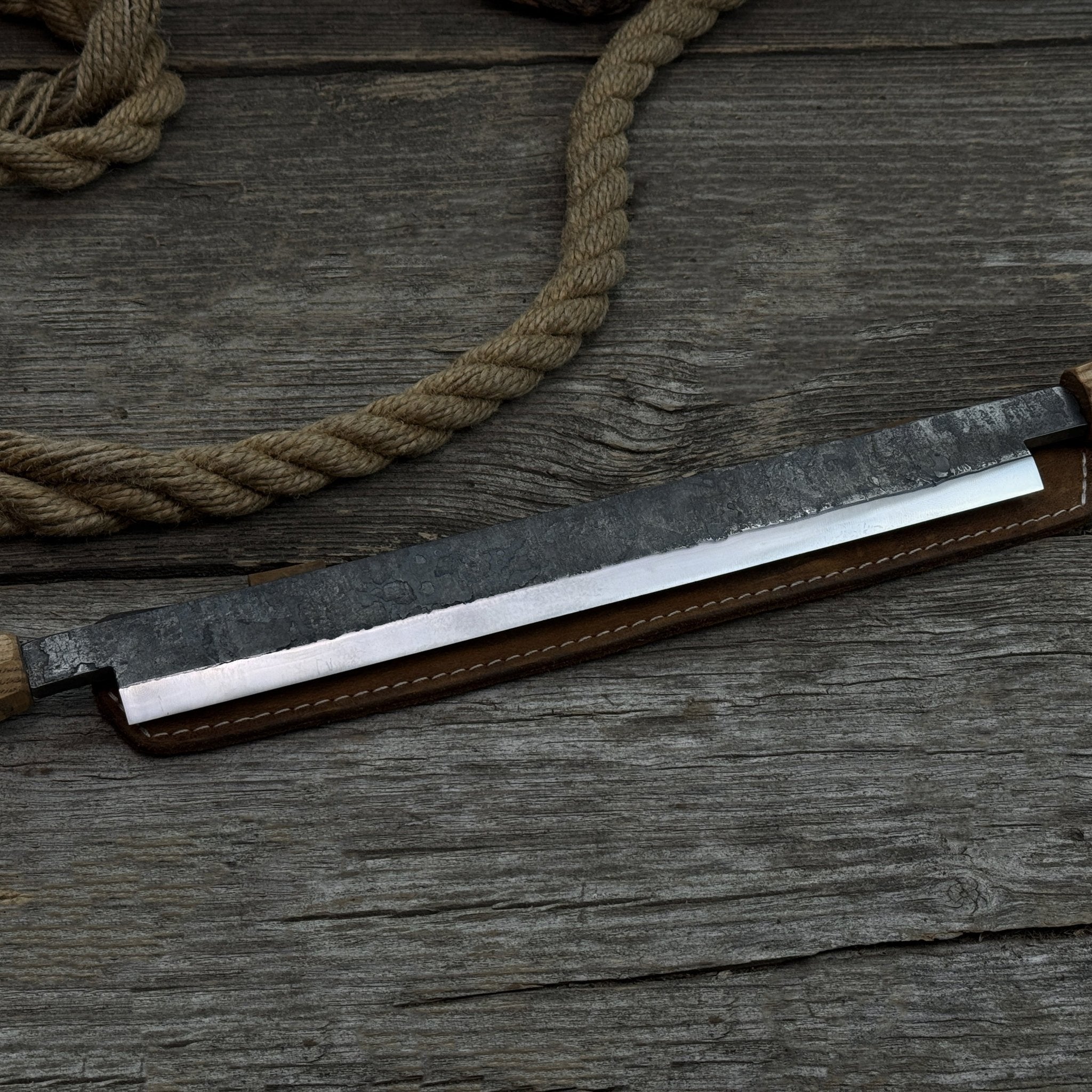 Straight Drawknife with Leather Sheath, 25 cm (9.84 inches) - 9