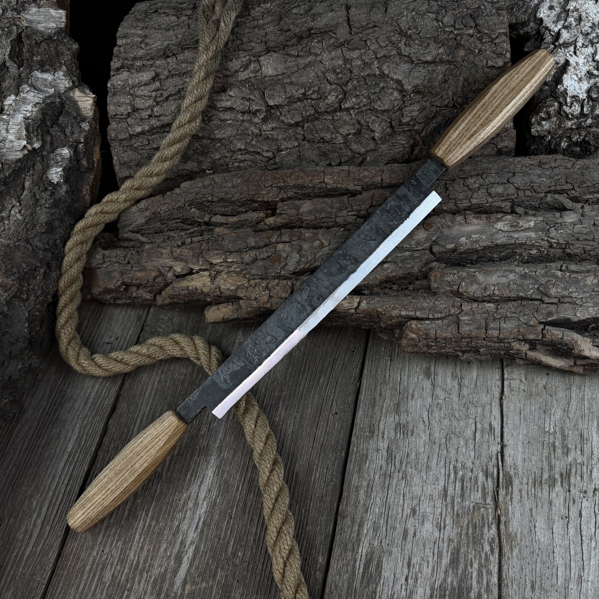 Straight Drawknife with Leather Sheath, 25 cm (9.84 inches) - 6