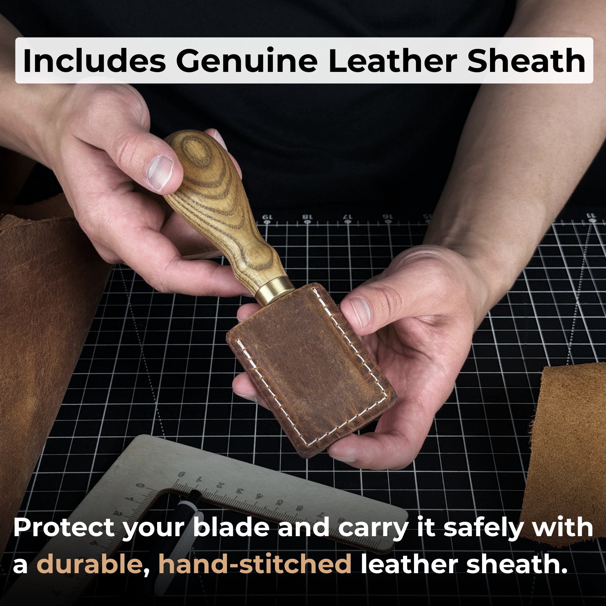 Straight Leather Skiving Knife, 3 cm (1.18 inches) - 5