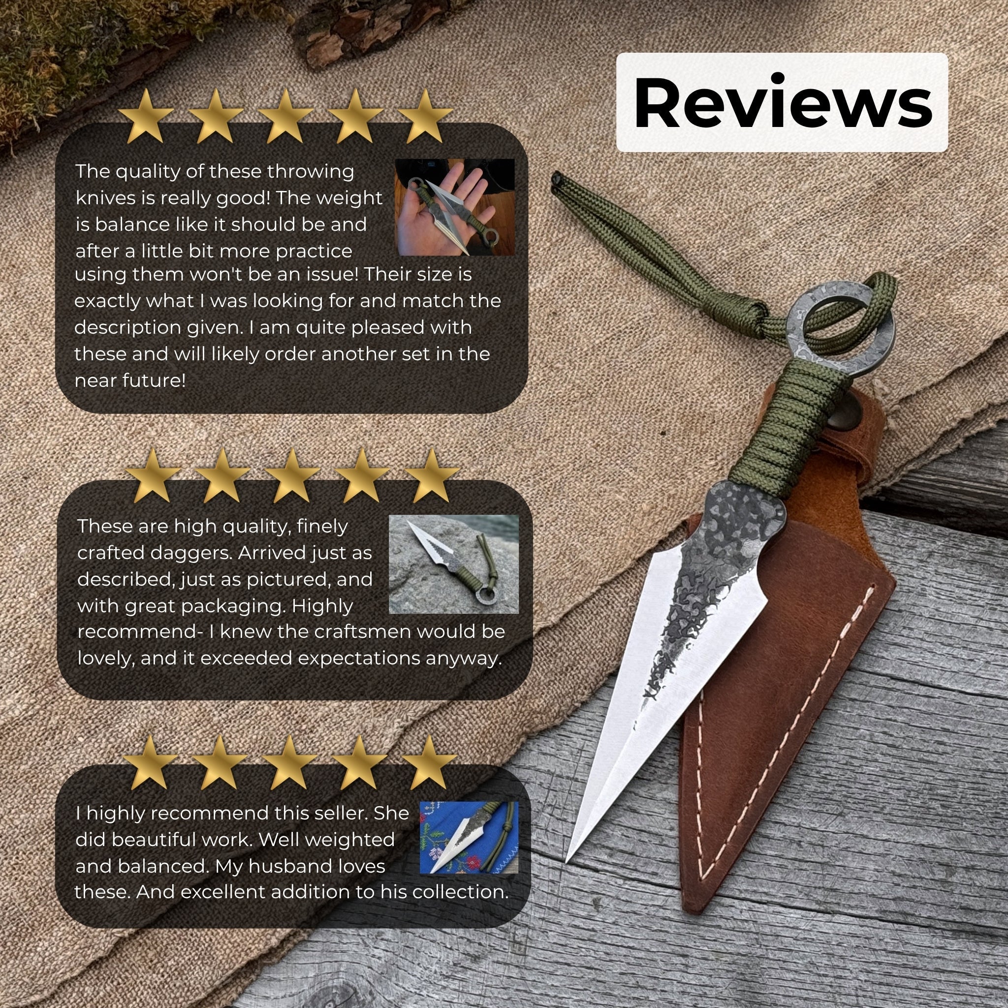 Throwing Knife with Leather Sheath, 16 cm (6.3 inches) - 10