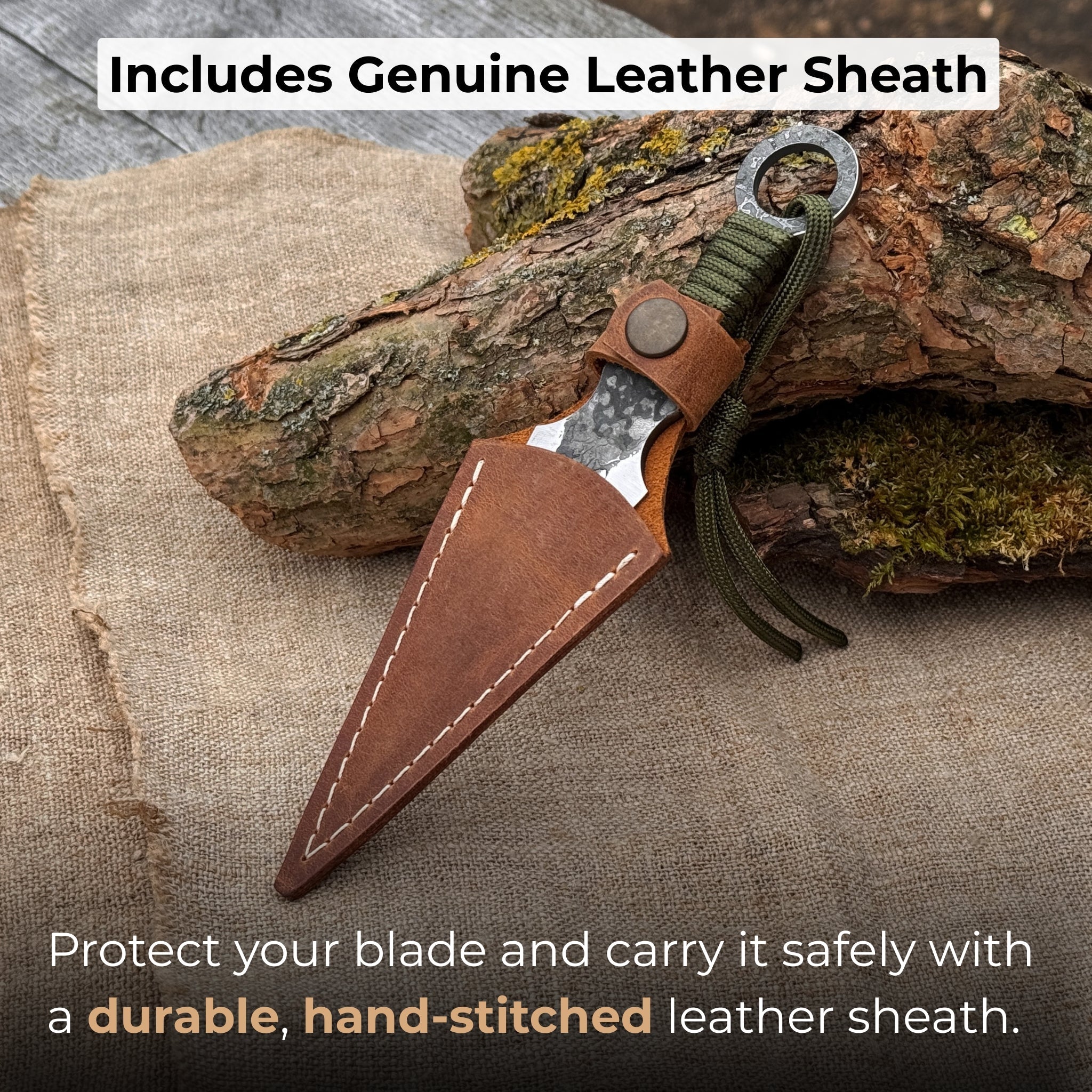 Throwing Knife with Leather Sheath, 16 cm (6.3 inches) - 4