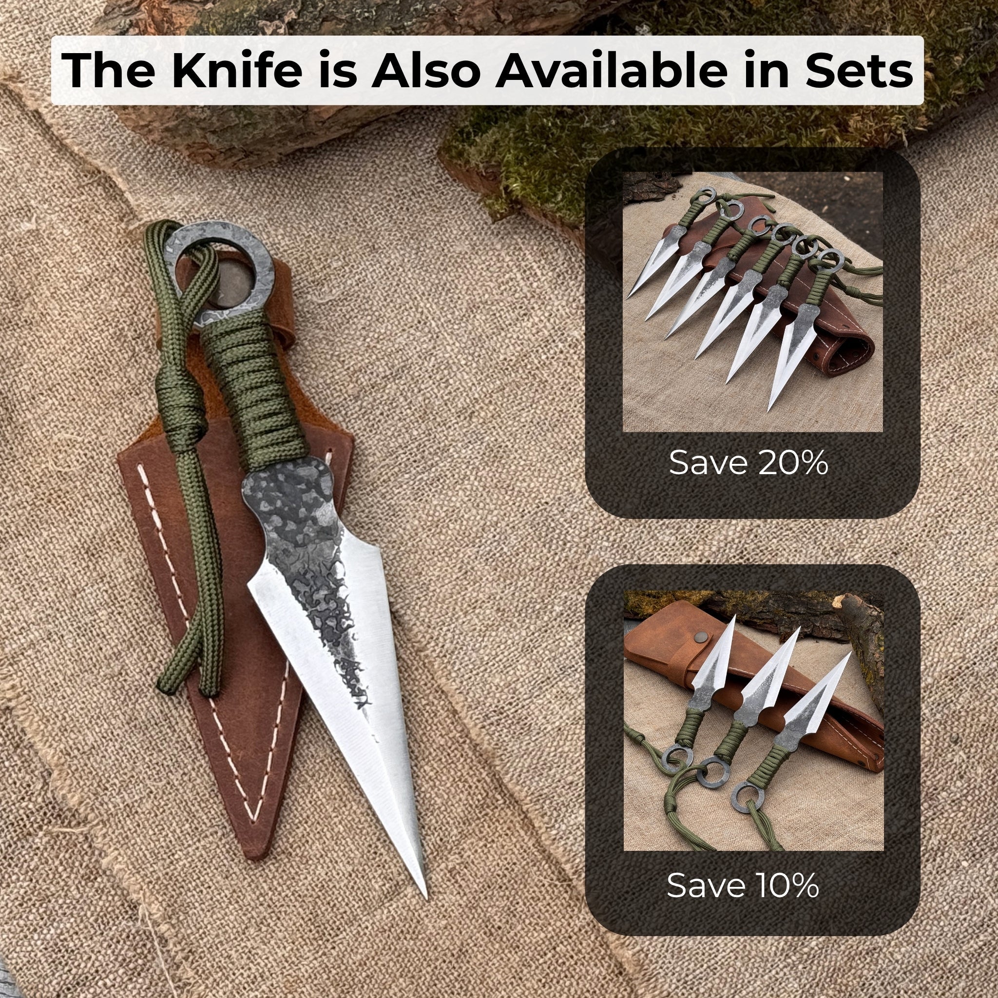 Throwing Knife with Leather Sheath, 16 cm (6.3 inches) - 11