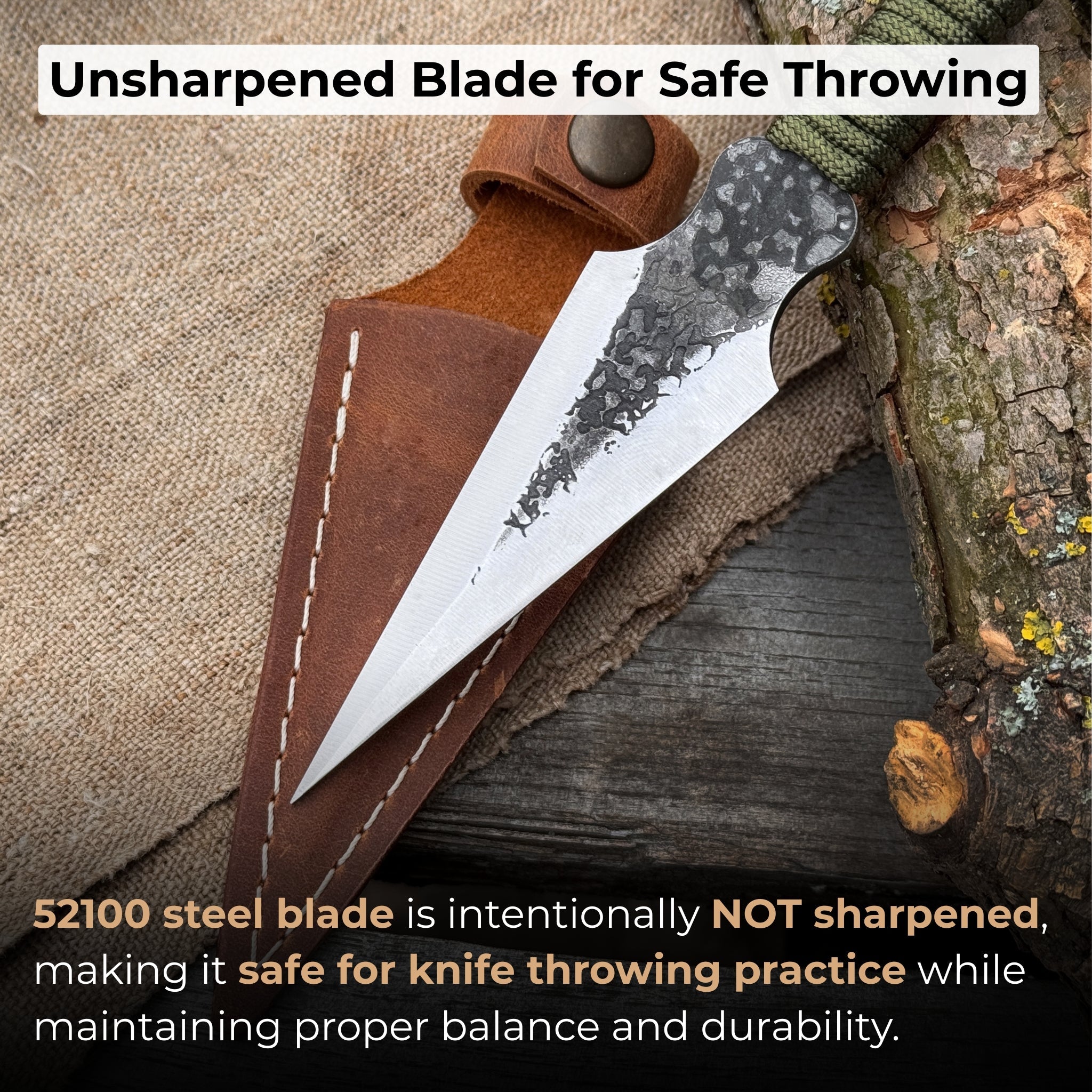 Throwing Knife with Leather Sheath, 16 cm (6.3 inches) - 2