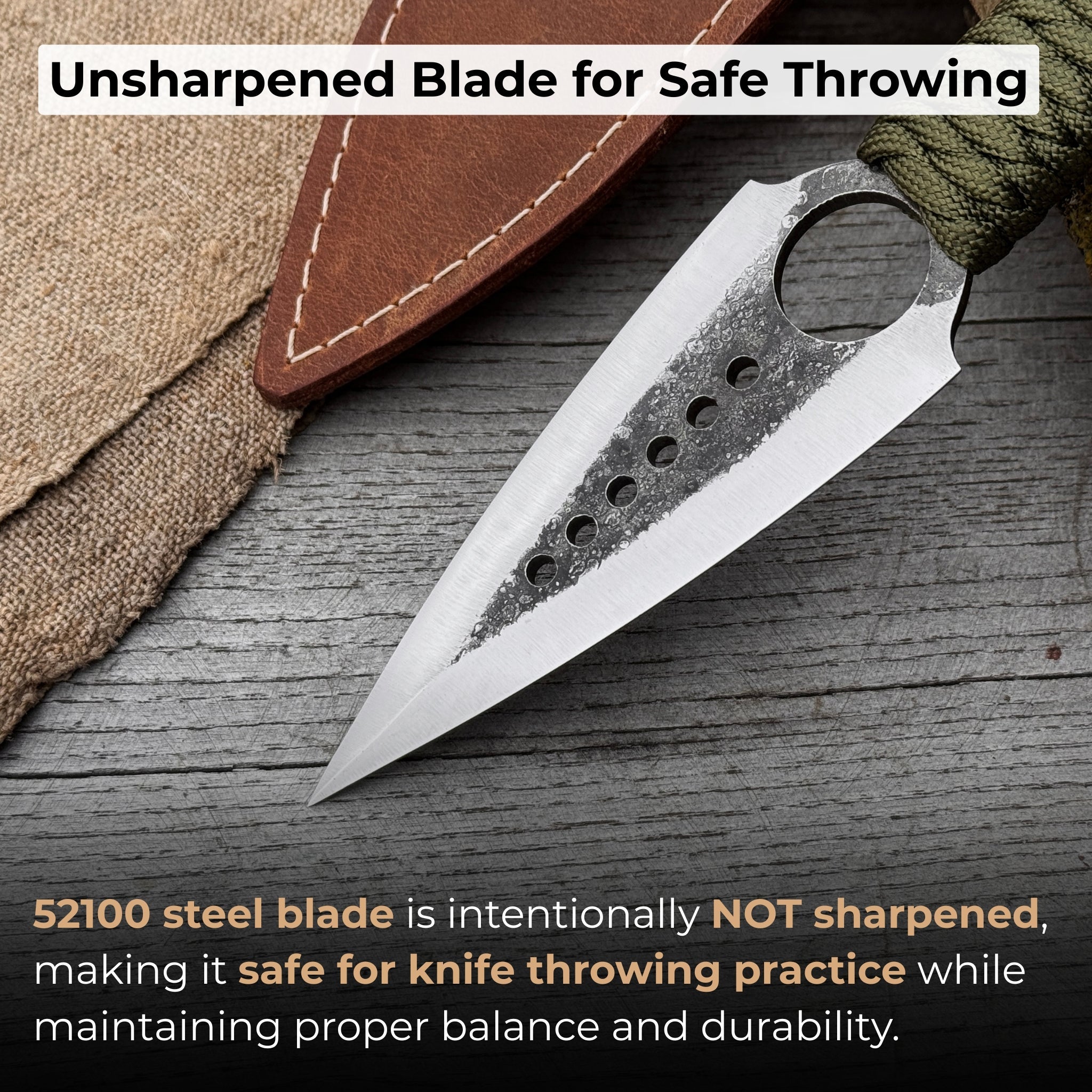 Throwing Knife with Leather Sheath, 19 cm (7.48 inches) - 2