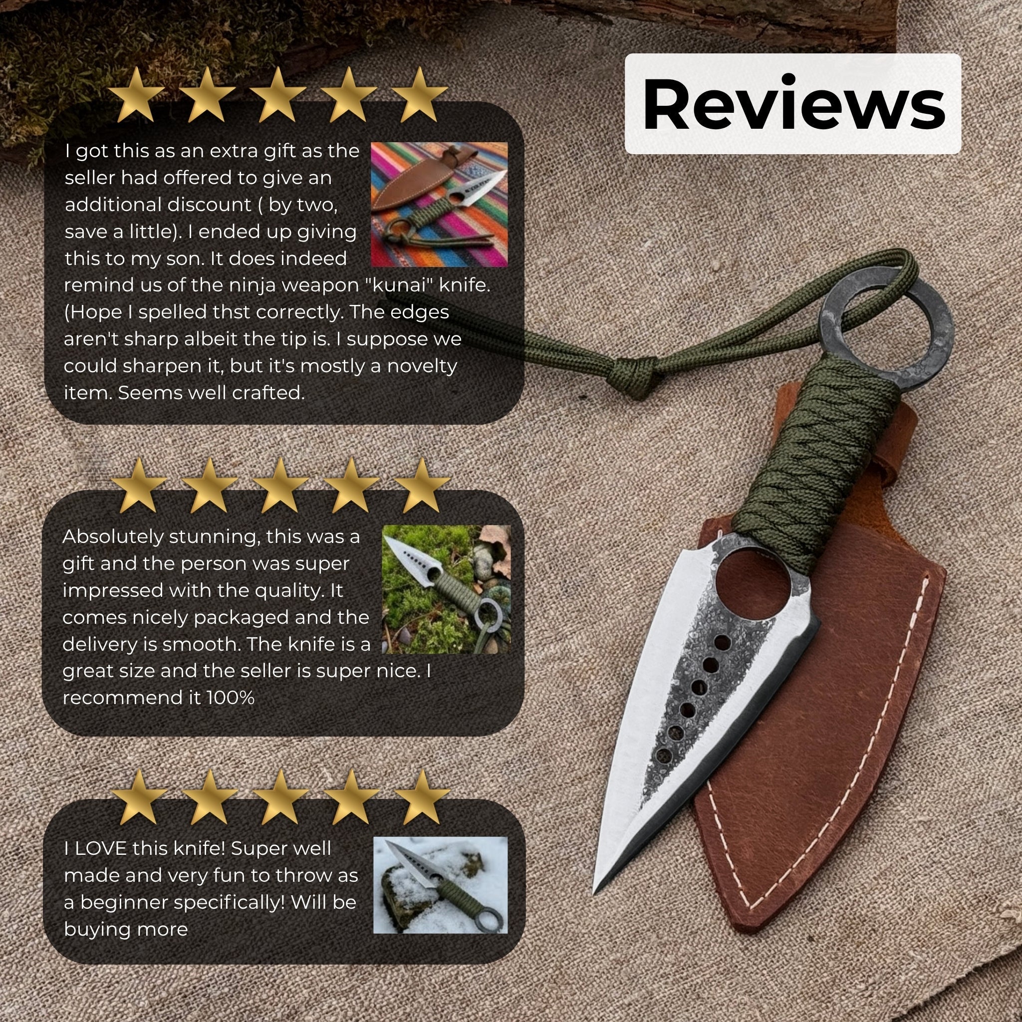 Throwing Knife with Leather Sheath, 19 cm (7.48 inches) - 10