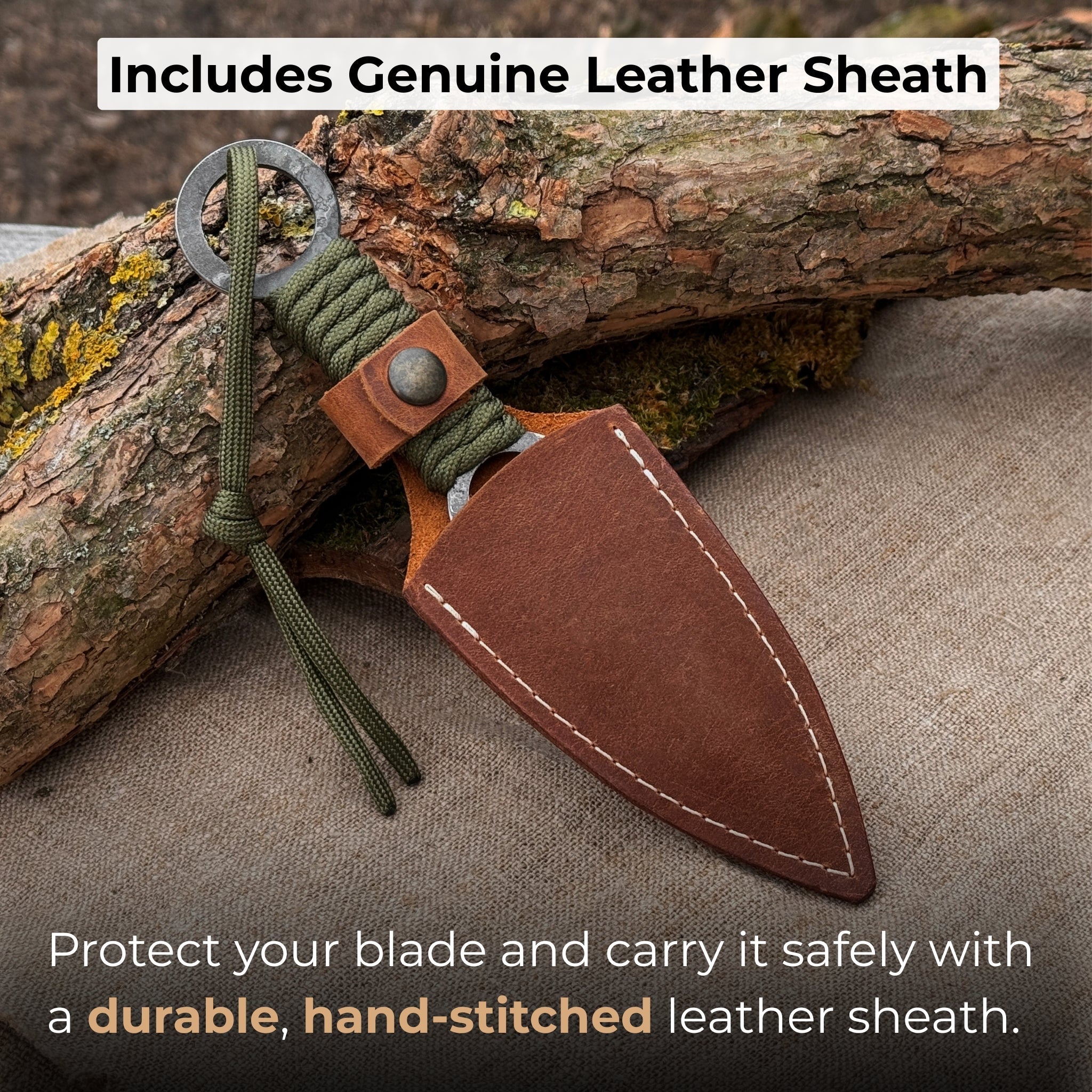 Throwing Knife with Leather Sheath, 19 cm (7.48 inches) - 4