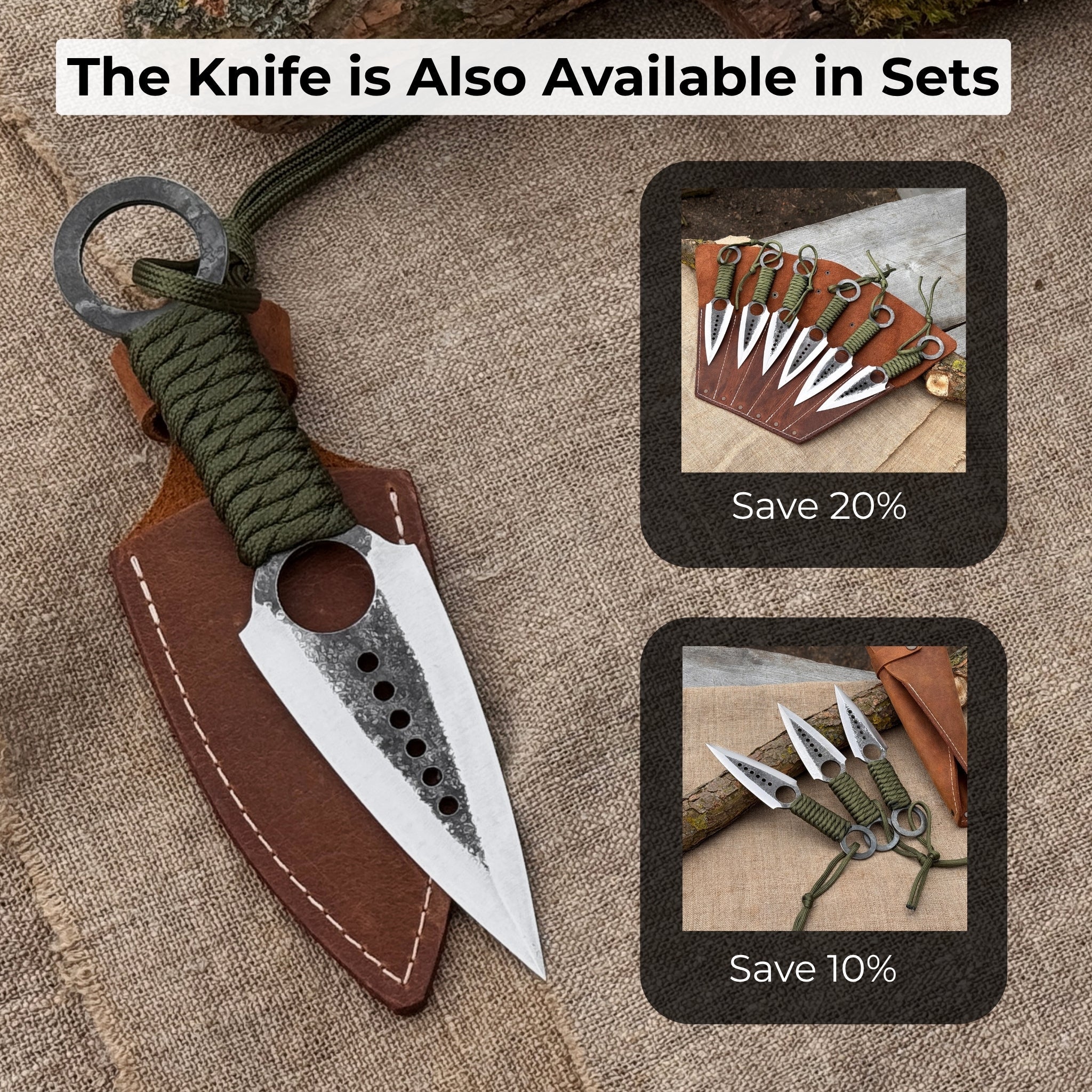 Throwing Knife with Leather Sheath, 19 cm (7.48 inches) - 11