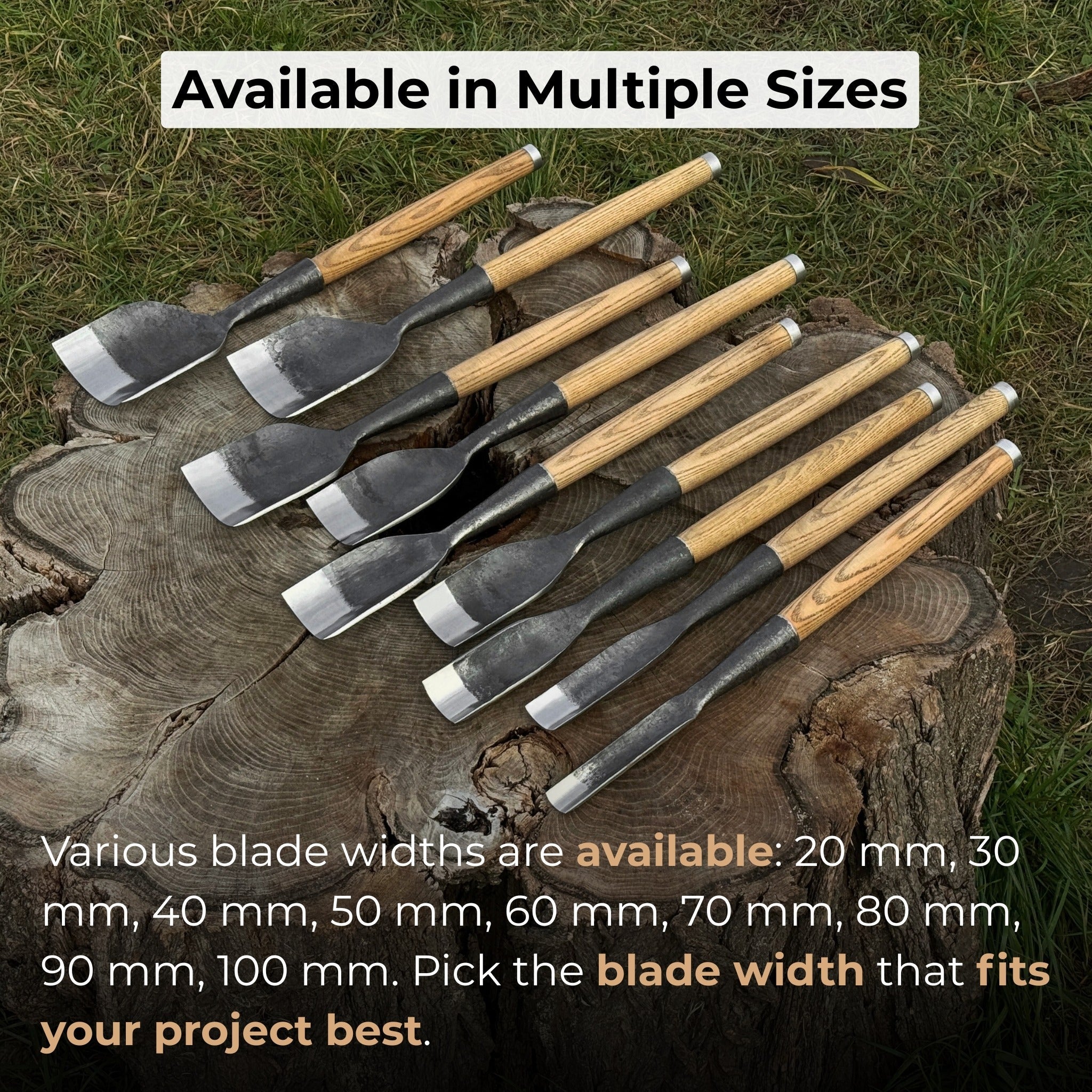 Timber Framing Rounded Chisel, 20 - 100 mm (0.8 - 3.9 inches) - 7