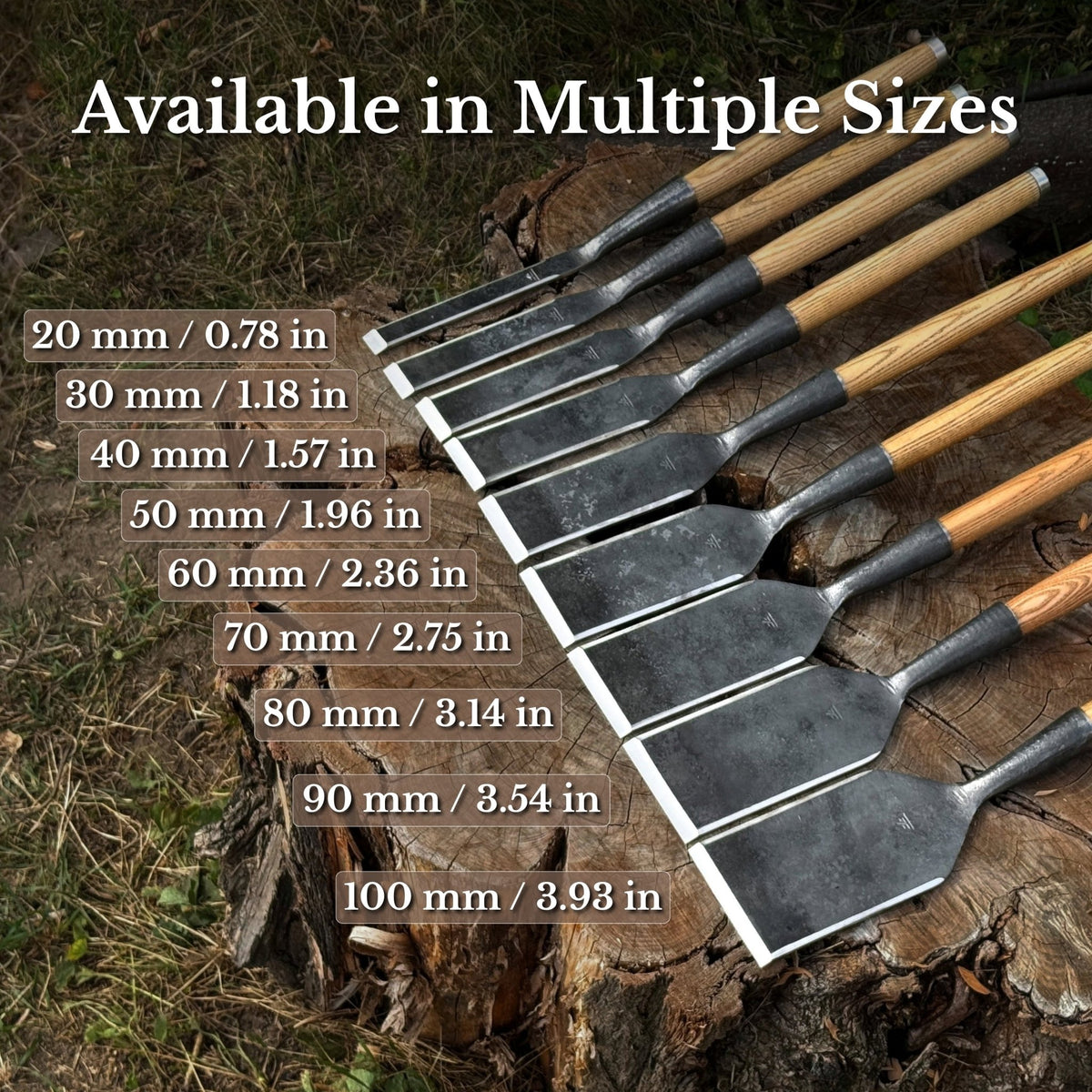 Timber Slick Chisel for Woodworking – 20 to 100 mm (0.8–3.9 Inches) - 10