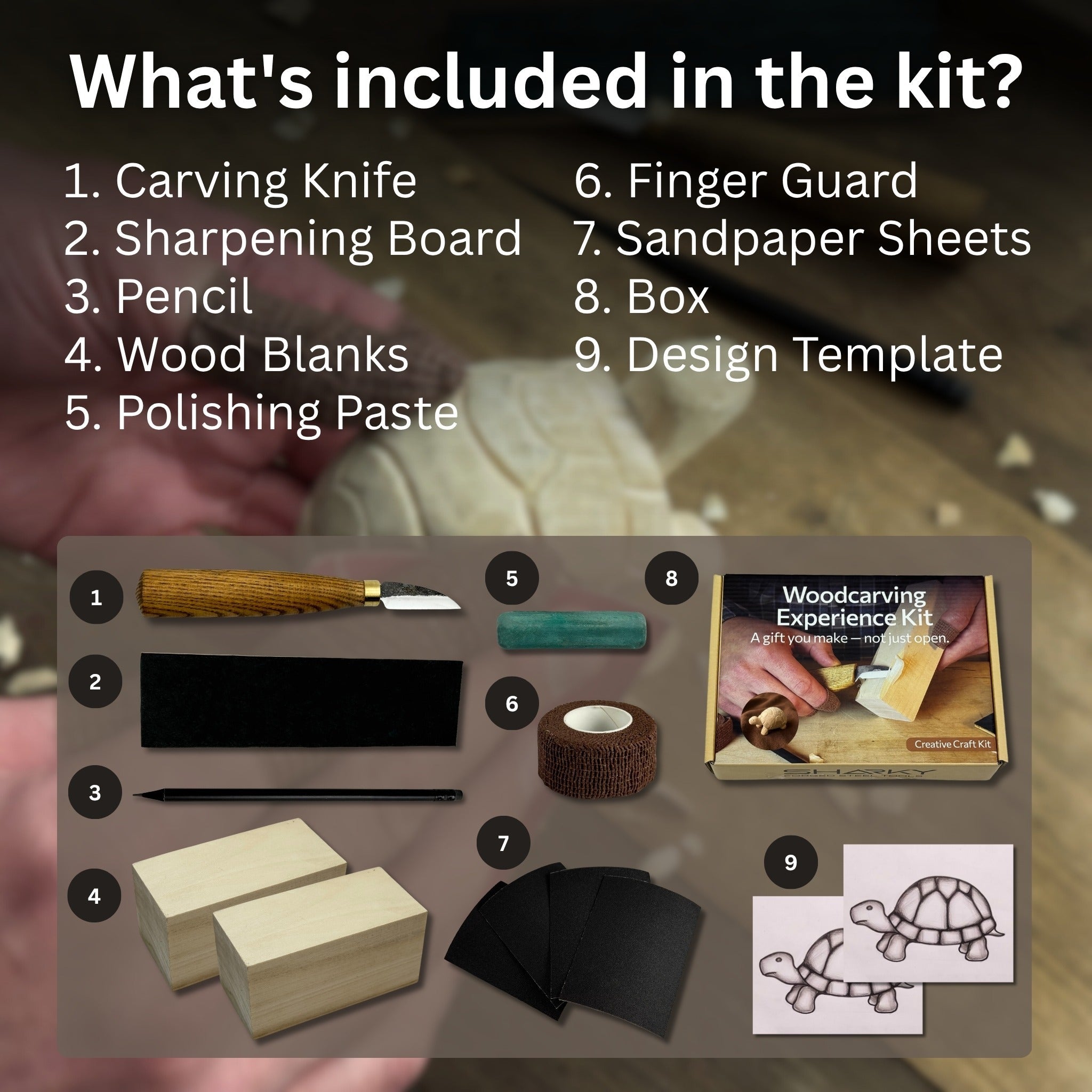 Turtle Carving Kit – Complete Starter Whittling Kit for Beginners, Adults, Teens, and Kids - 2