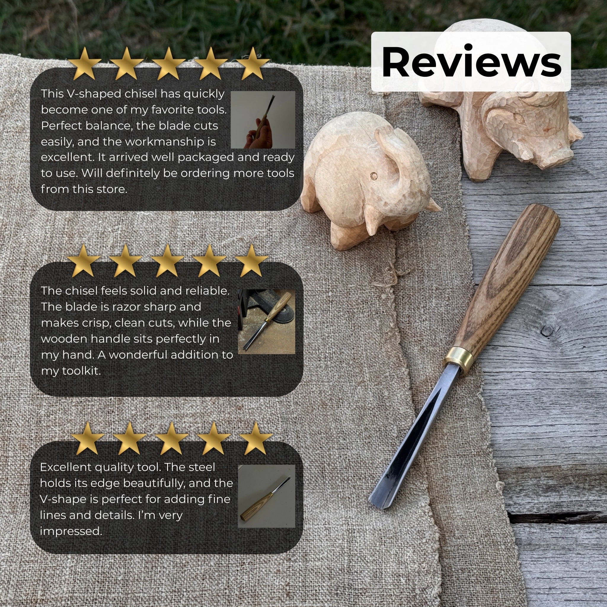 V - Parting Chisel 60 Degree, Blade 8 mm (0.31 inches) - 10