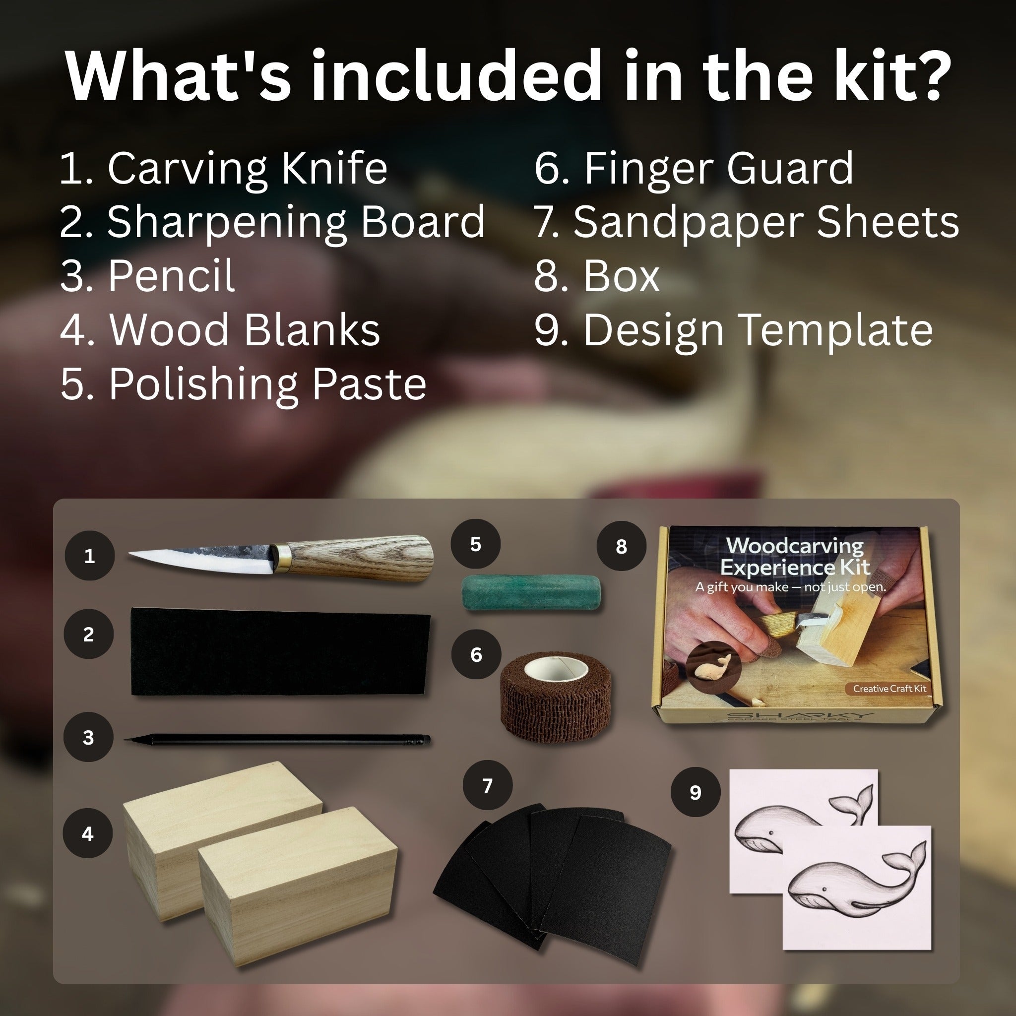 Whale Carving Kit - Complete Starter Whittling Kit for Beginners, Adults, Teens, and Kids - 2