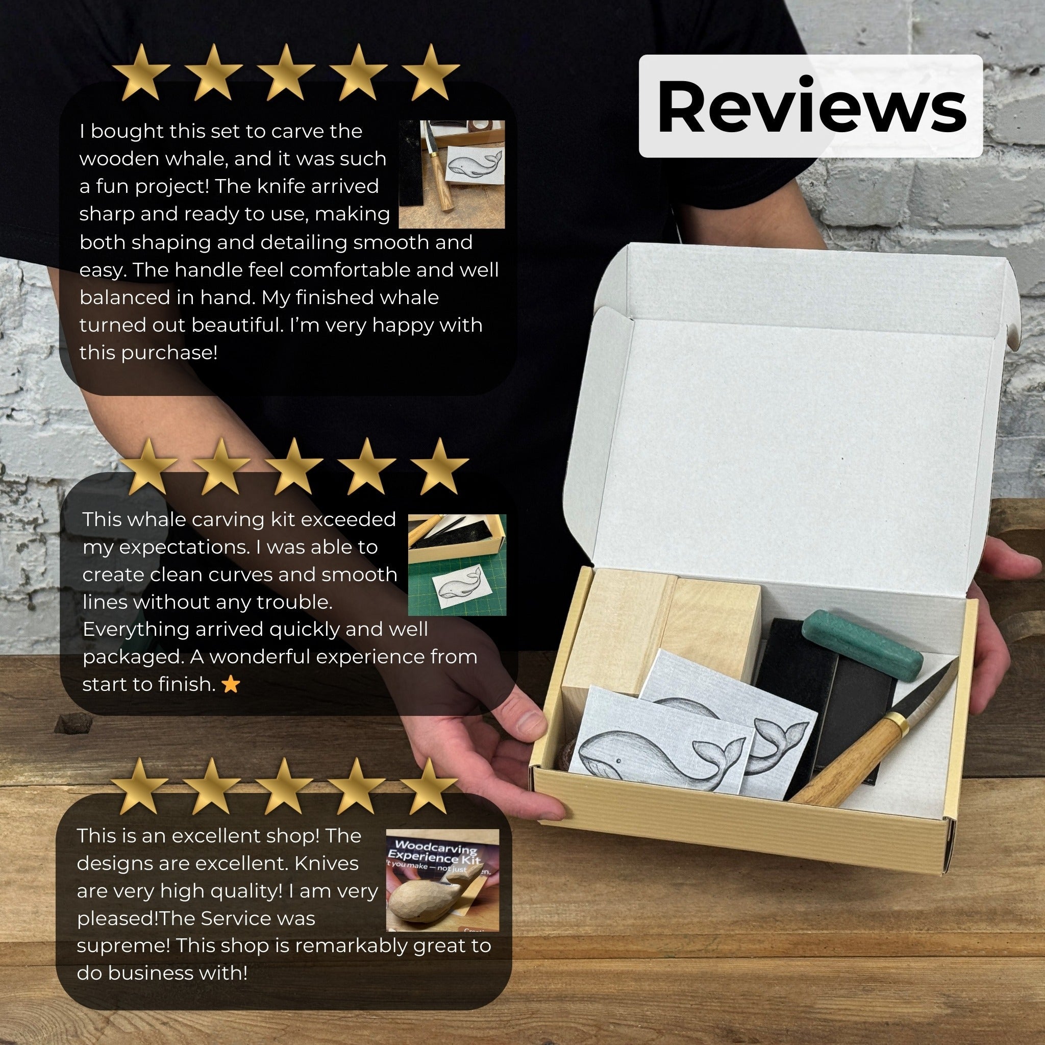 Whale Carving Kit - Complete Starter Whittling Kit for Beginners, Adults, Teens, and Kids - 12