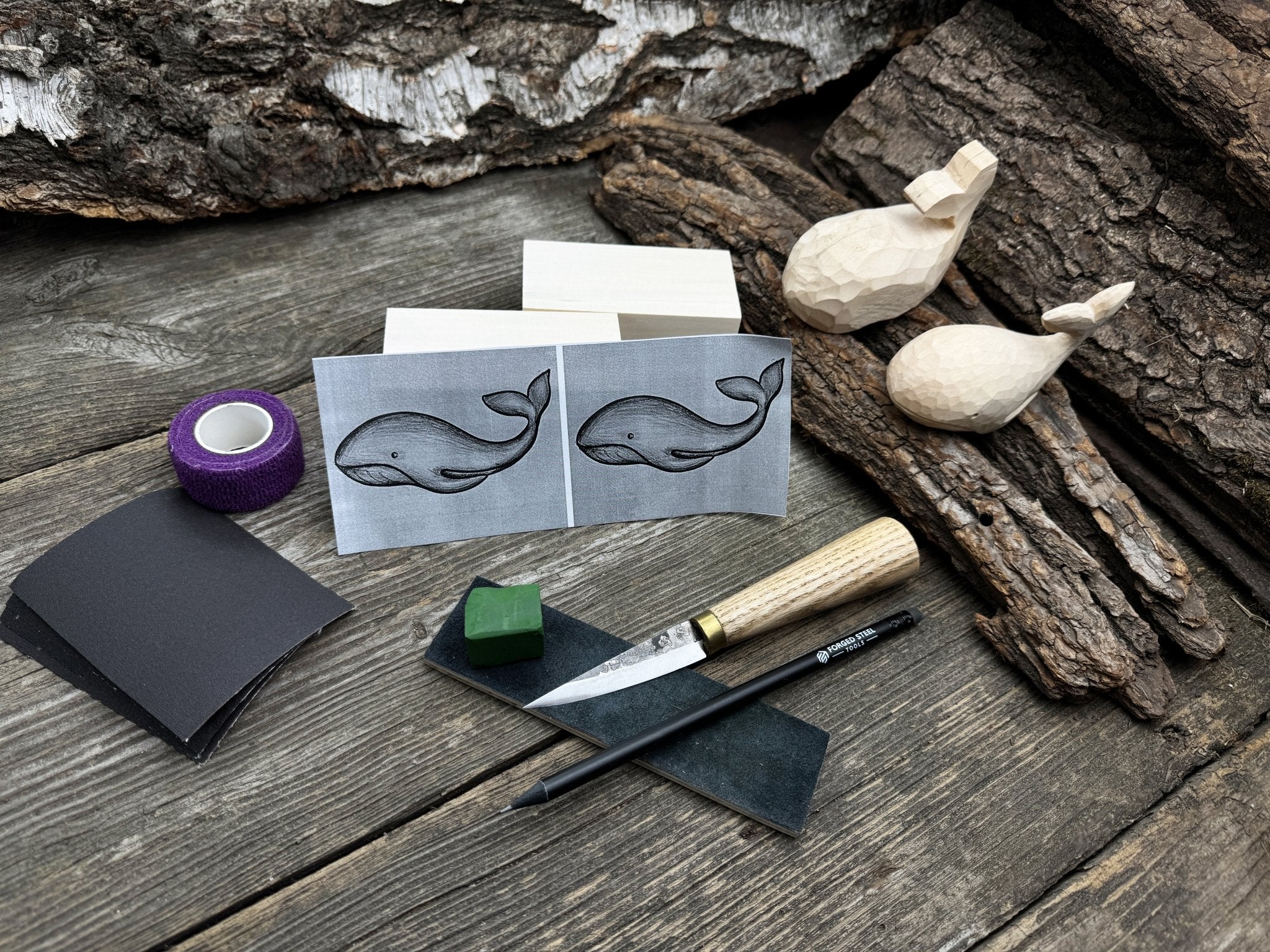 Whale Carving Kit - Complete Starter Whittling Kit for Beginners, Adults, Teens, and Kids - 1