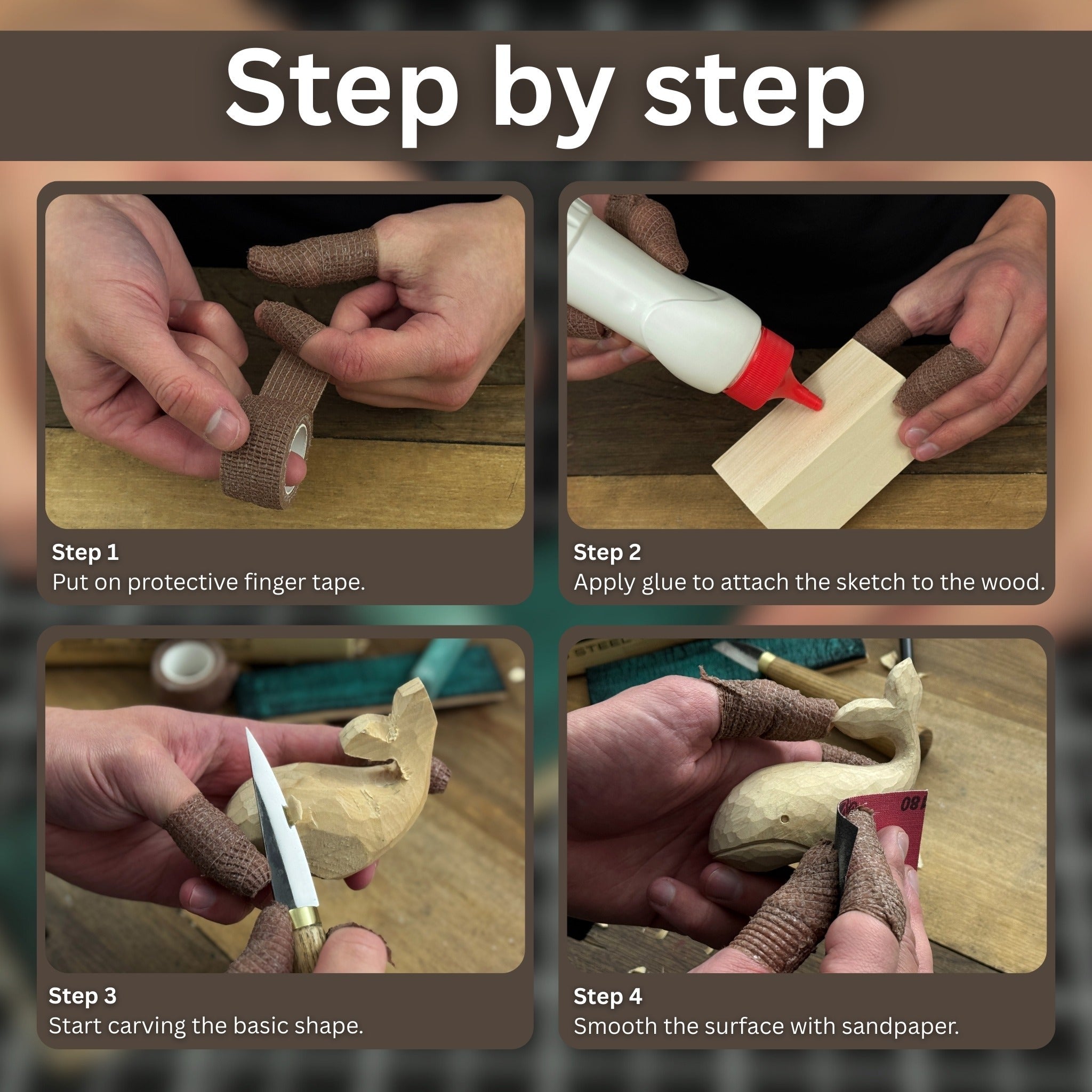 Whale Carving Kit - Complete Starter Whittling Kit for Beginners, Adults, Teens, and Kids - 5