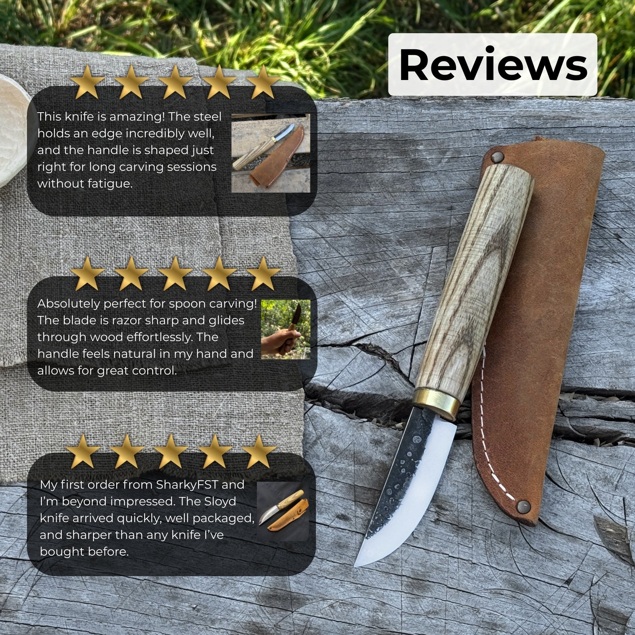 Whittling Sloyd Knife with Leather Sheath, 7.5 cm (2.95 inches) Blade - 9