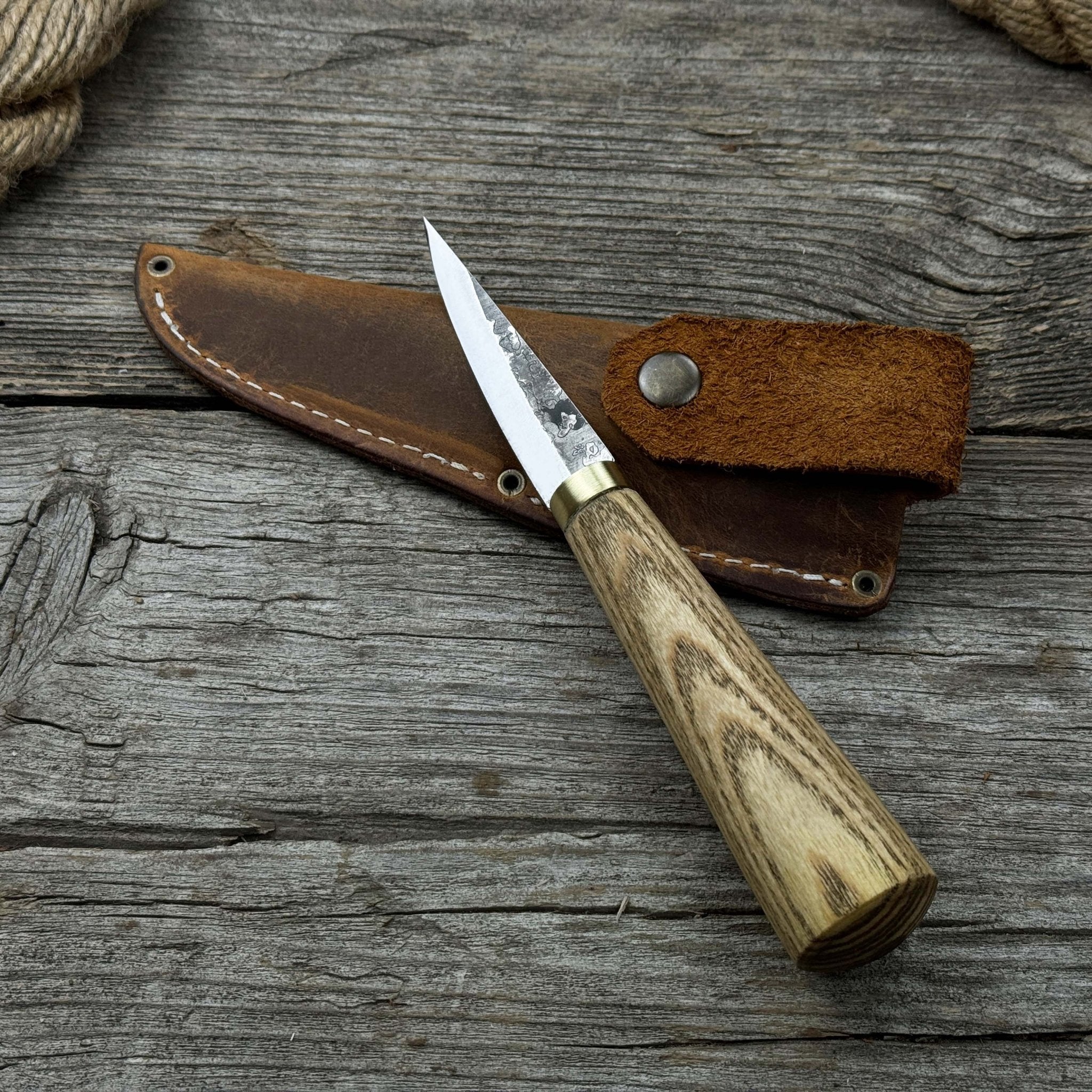 Whittling Sloyd Knife with Leather Sheath, 7.5 cm (2.95 inches) - 2