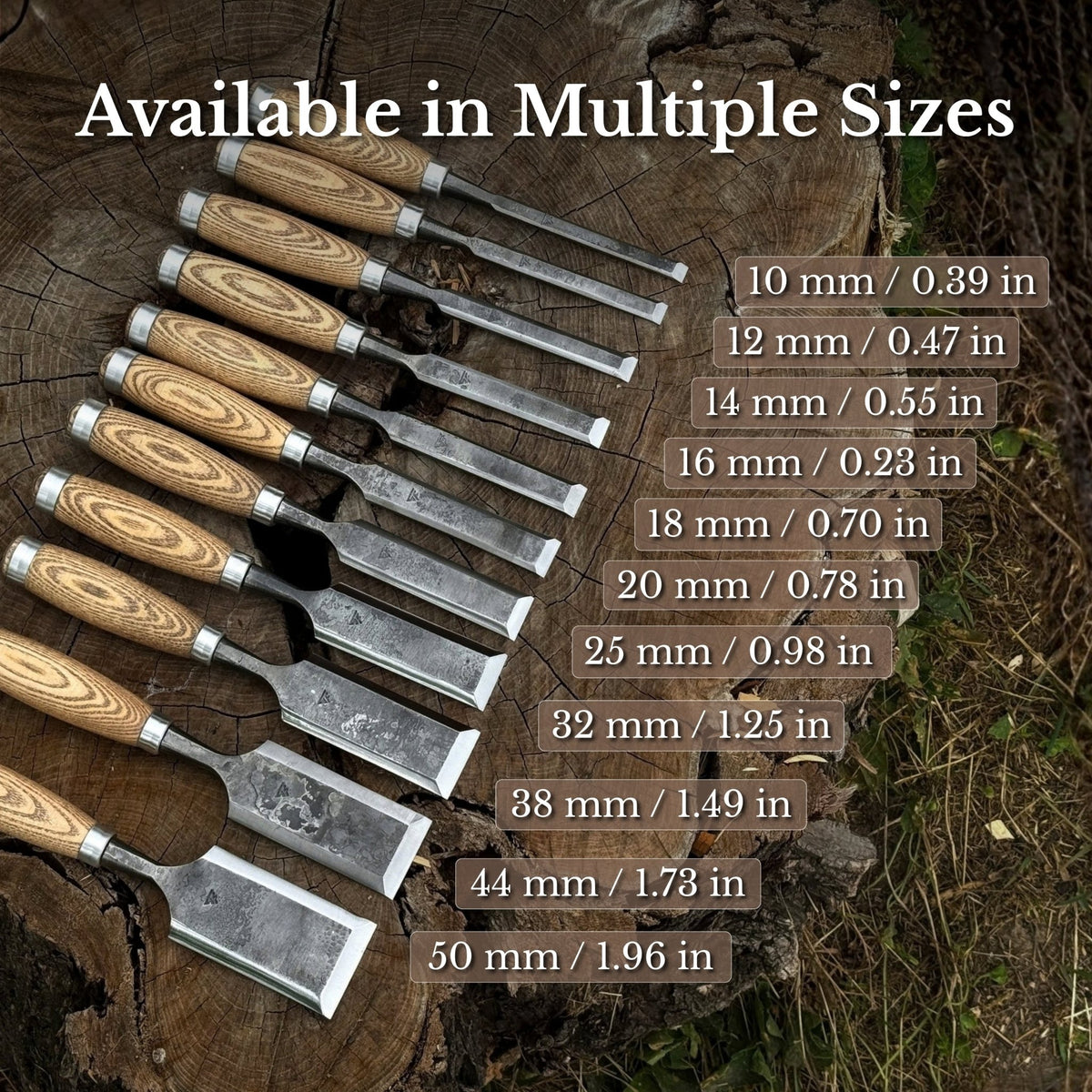 Wood Carving Chisel, 10 - 50 mm (0.39 - 1.97 inches) - 9