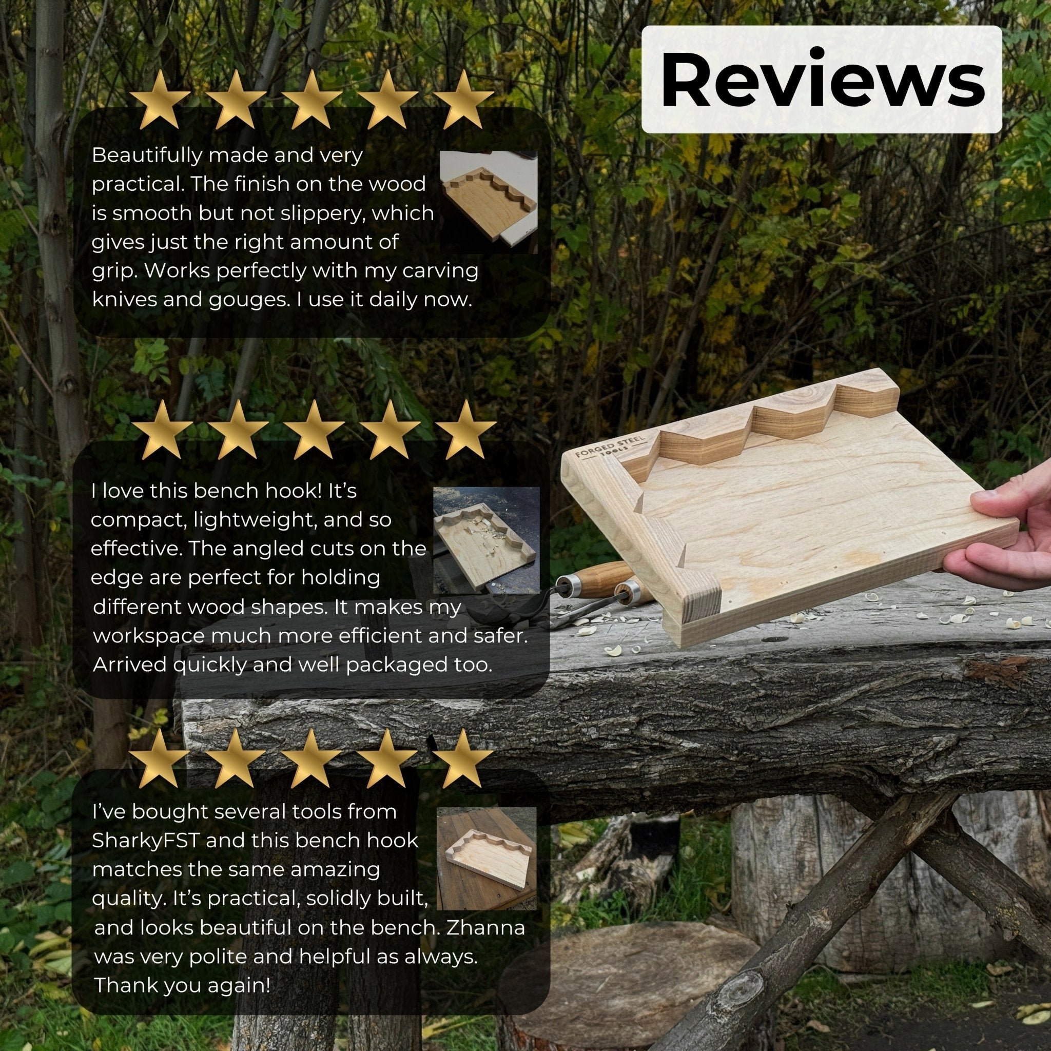 Wooden Bench Hook for Carving. Handcrafted Work Support for Wood Carving - 6