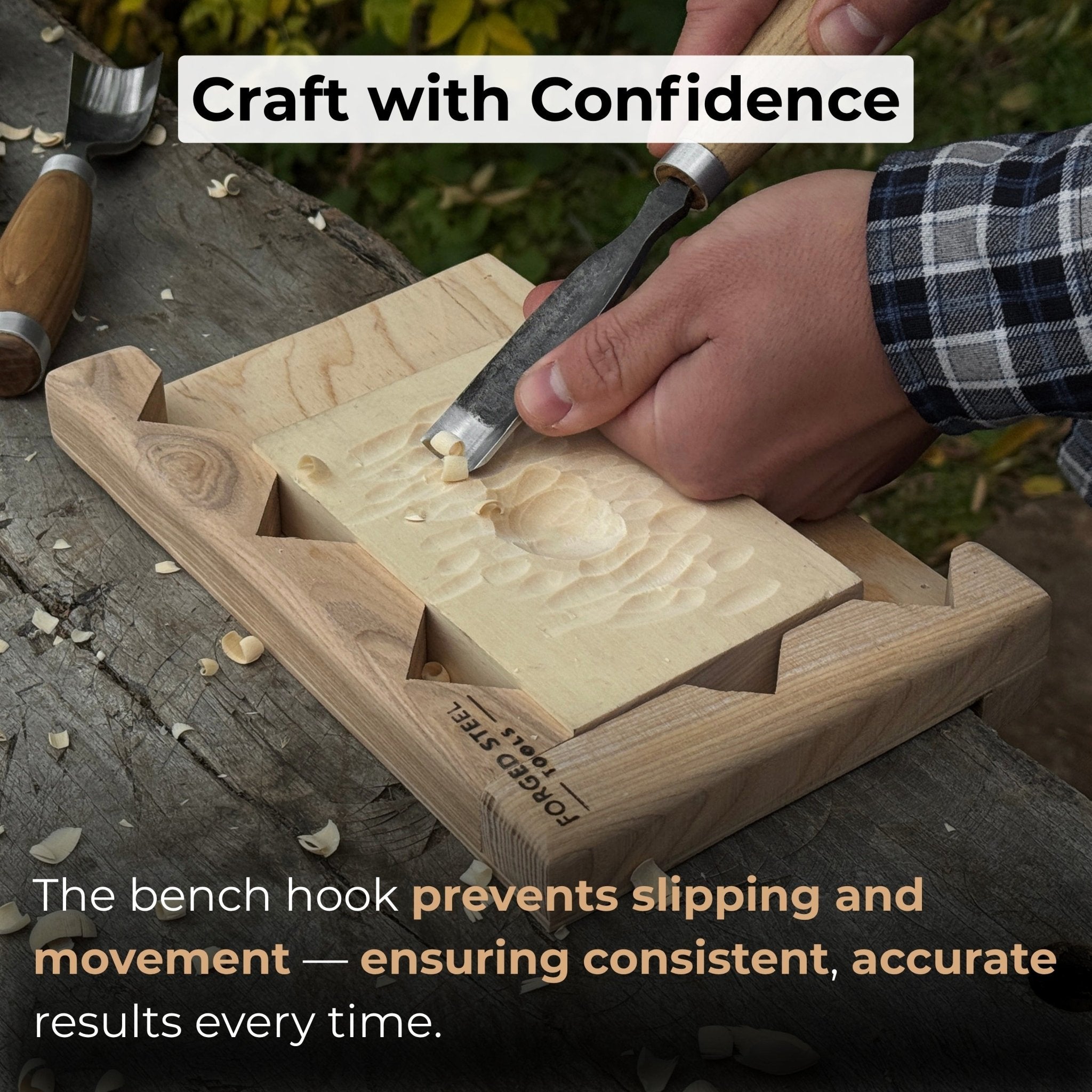 Wooden Bench Hook for Carving. Handcrafted Work Support for Wood Carving - 5
