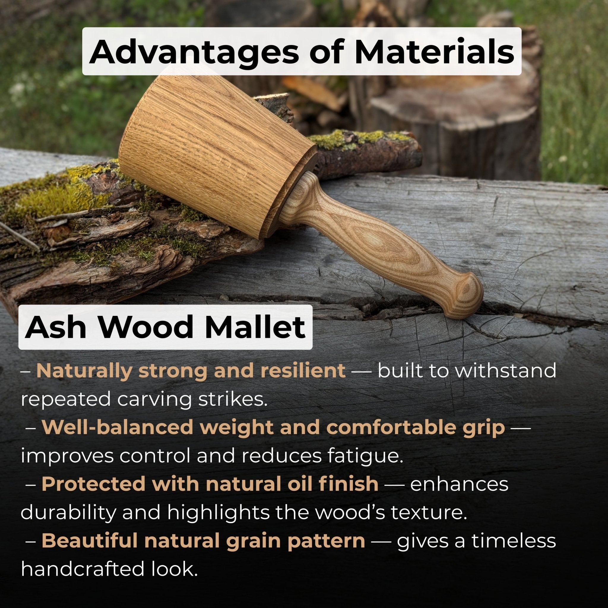 Wooden Mallet 16.75 oz for Woodworking and Carving - 5