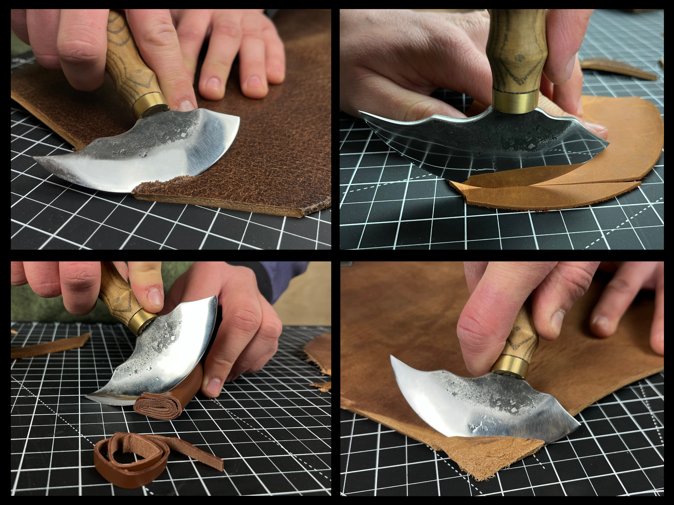 Couteau rond en cuir forgé. Outil de coupe du cuir. Couteau pour le cuir