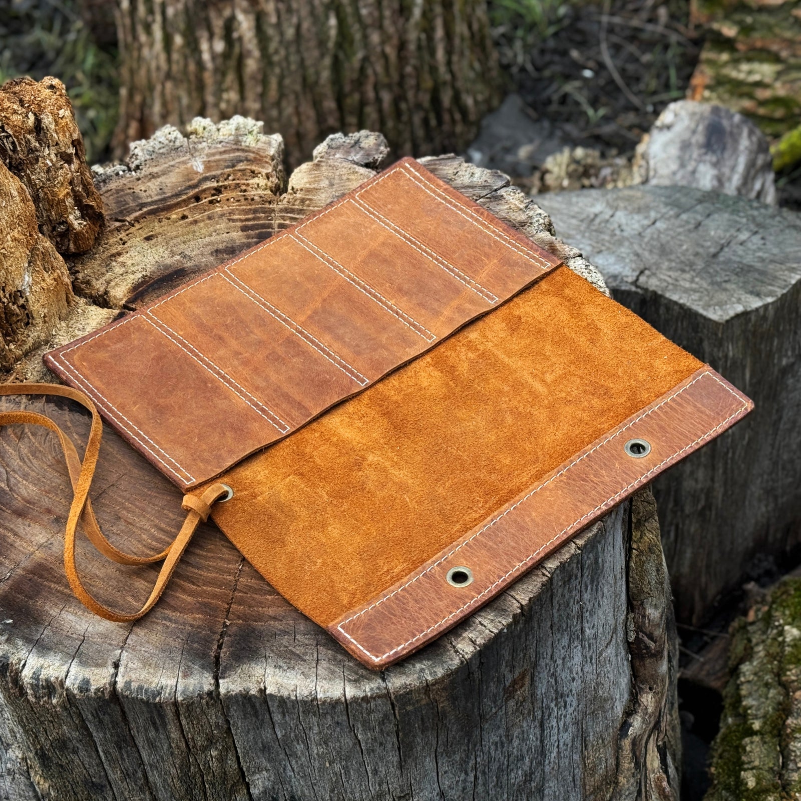 5 Pocket Leather Chisel Roll - Sharky Forged Steel Tools