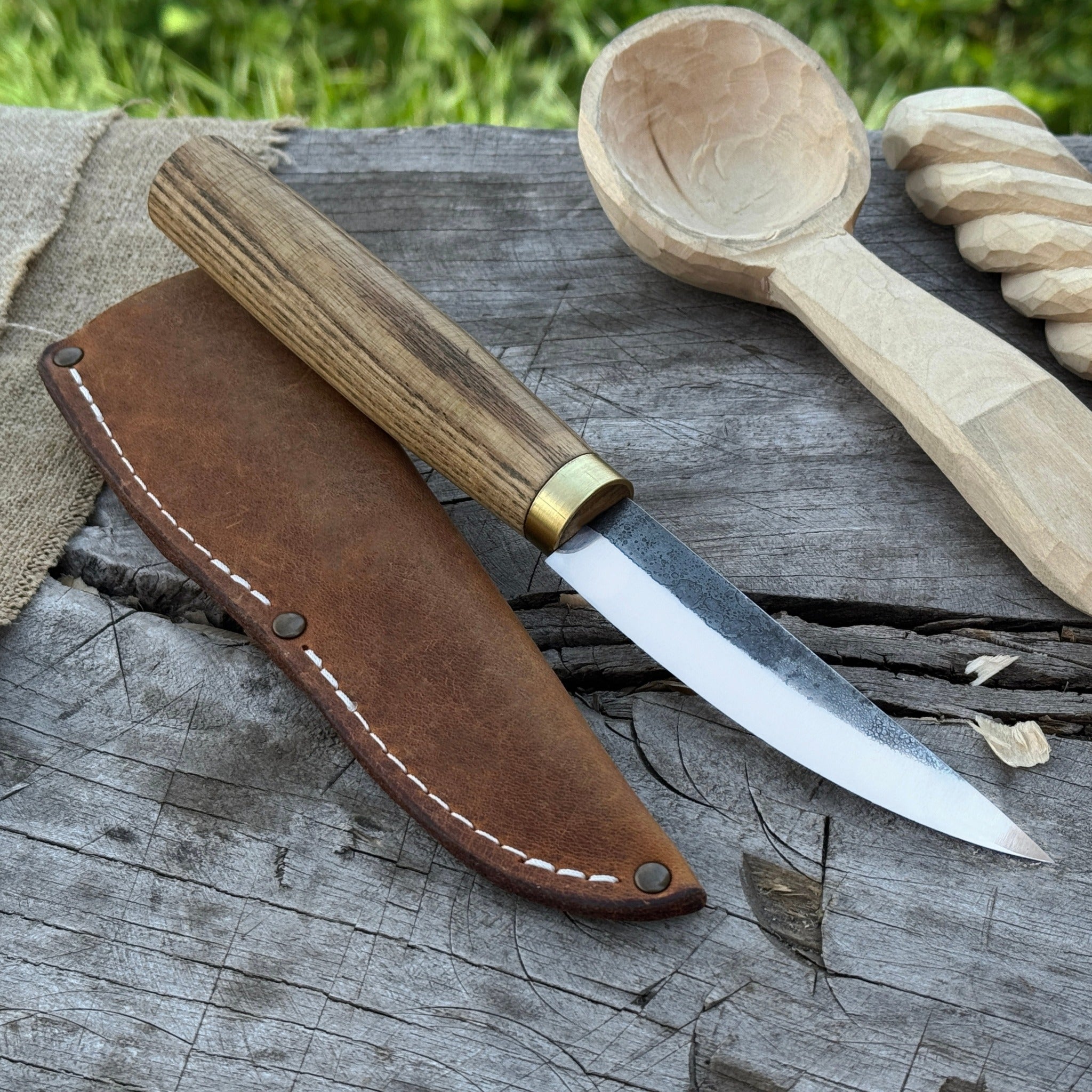 Couteau à découper Sloyd avec étui en cuir, lame de 7,5 cm (2,95 pouces)