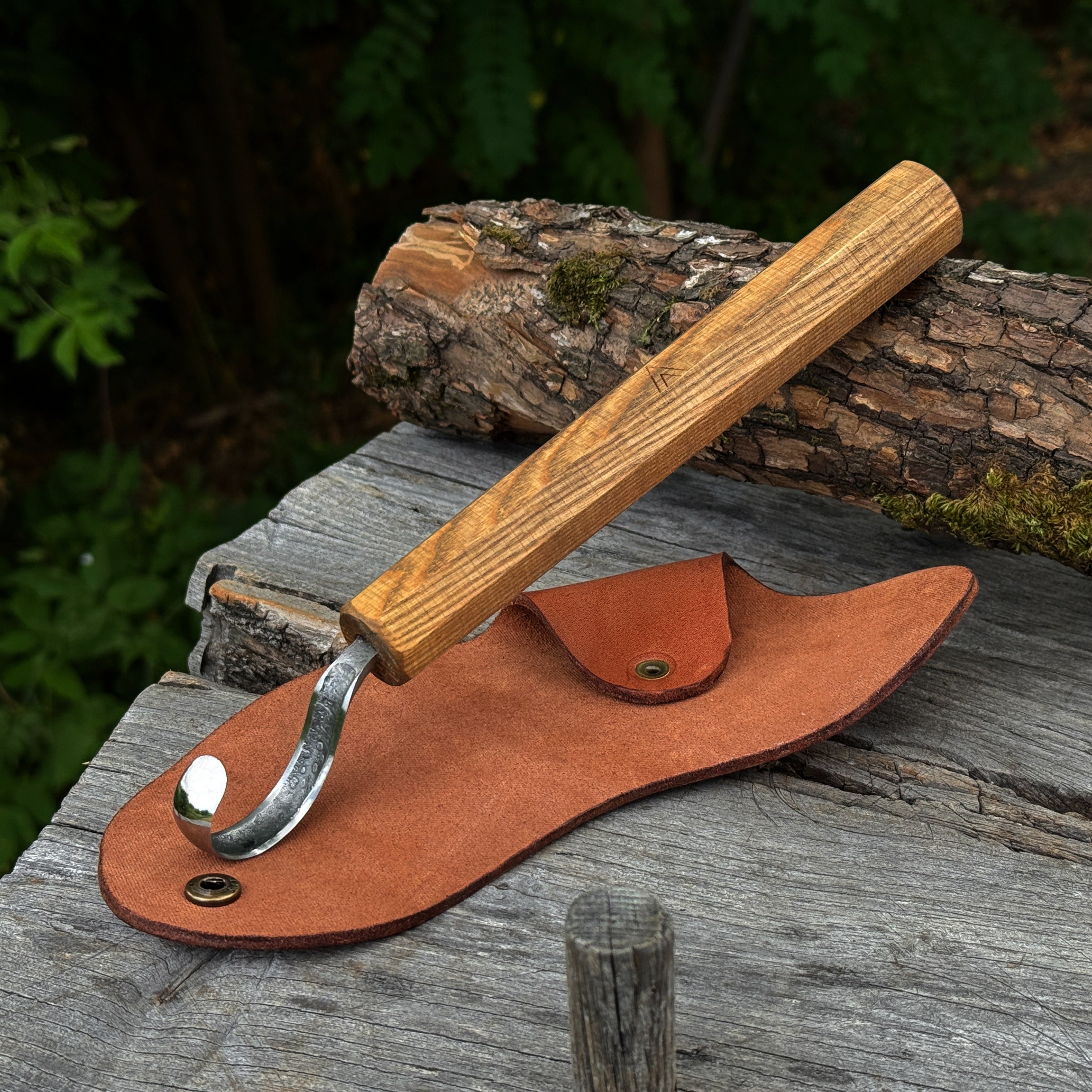Spoon Carving Hook Knife with Leather Sheath, ⌀ 5.5 cm (2.16 inches)