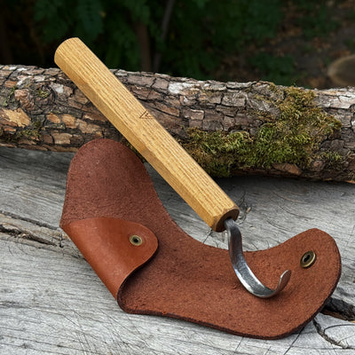 Spoon Carving Hook Knife with Leather Sheath, Blade 5 cm (1.97 inches)