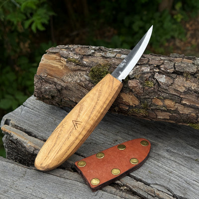 Sloyd Carving Knife with Leather Sheath, Blade 7 cm (2.76 inches)