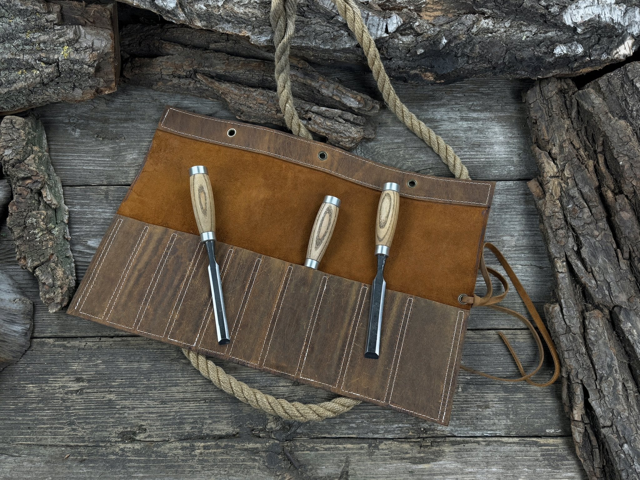 10 Pocket Leather Chisel Roll - 2