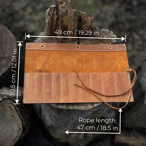 10 Pocket Leather Chisel Roll - Sharky Forged Steel Tools