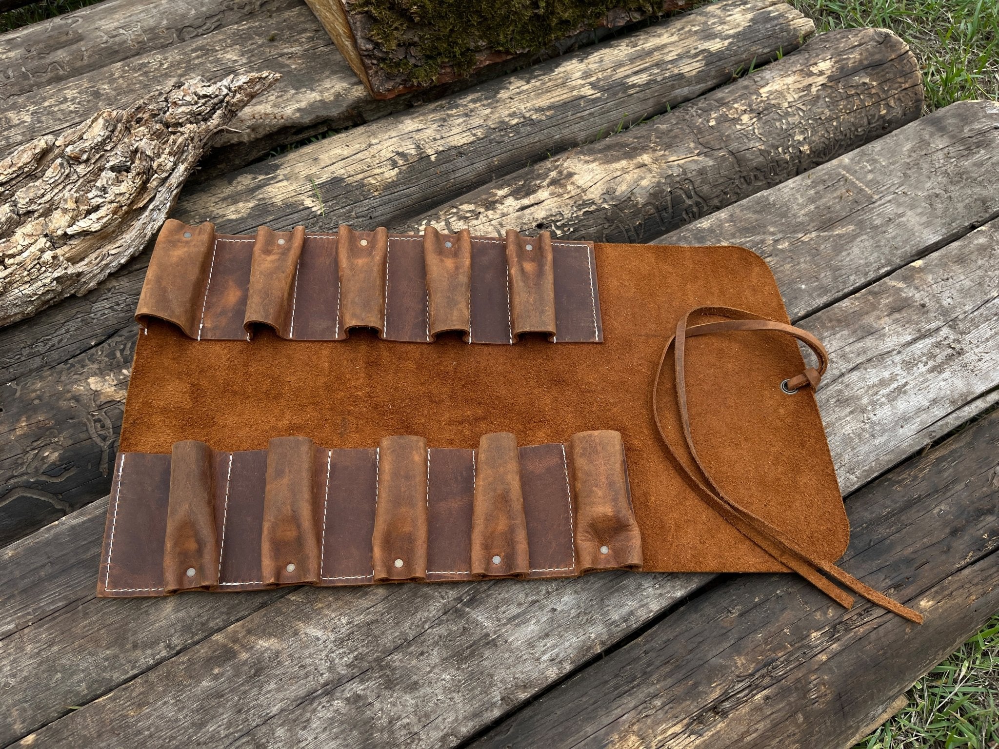 10 Pocket Leather Tool Roll - 1