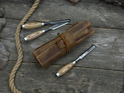 10 Pocket Leather Tool Roll - 7