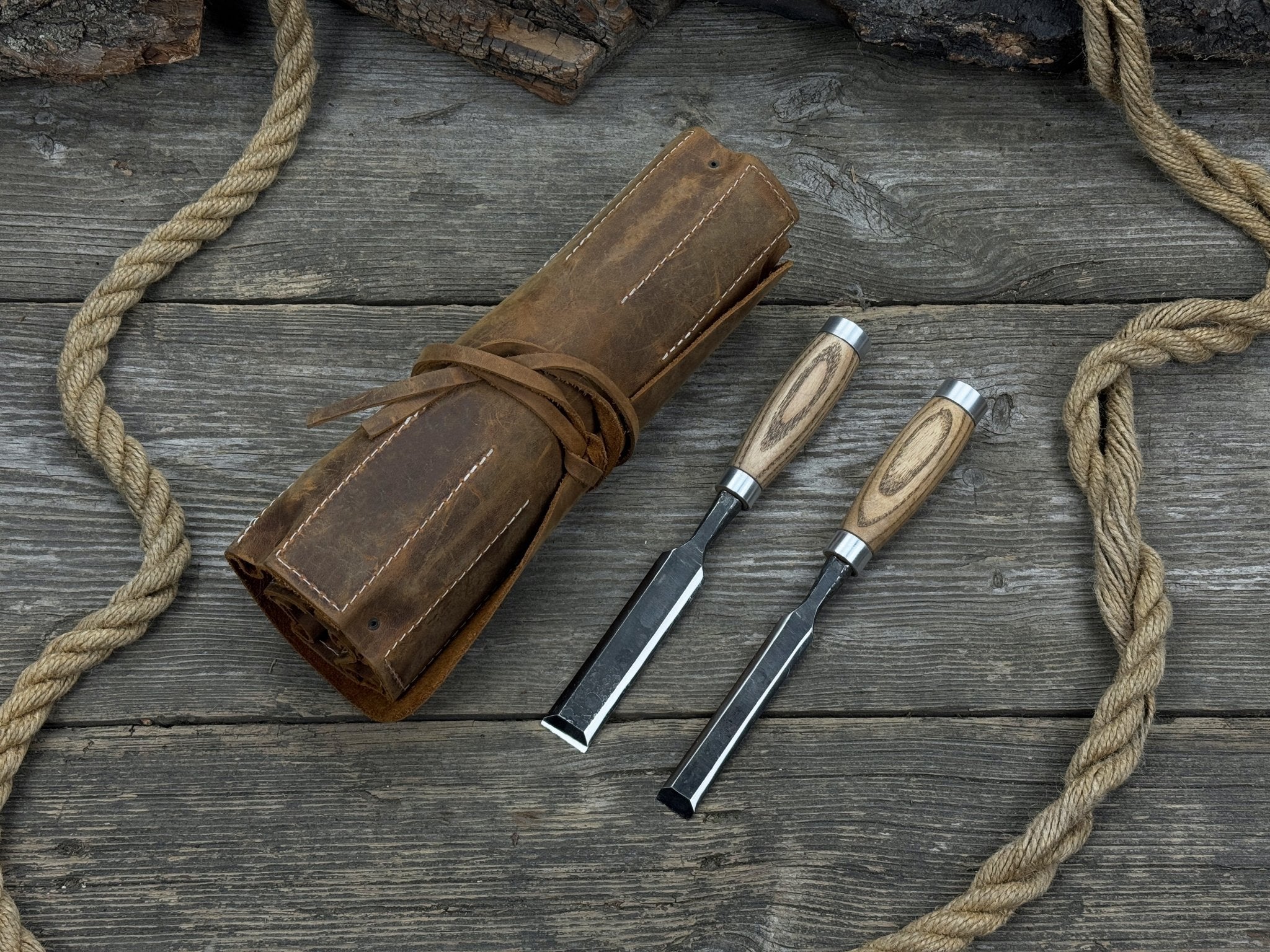 10 Pocket Leather Tool Roll - 8