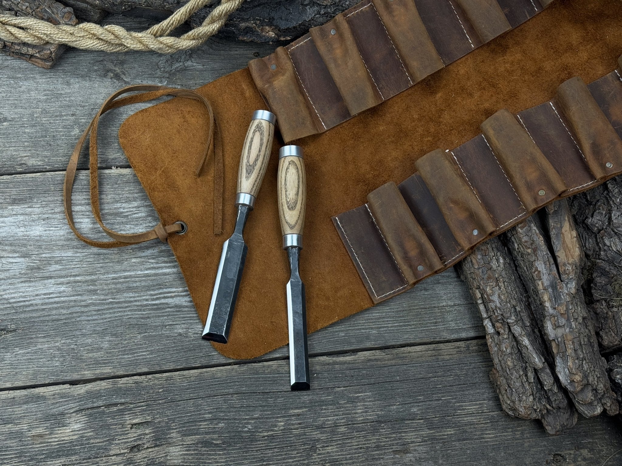 10 Pocket Leather Tool Roll - 6