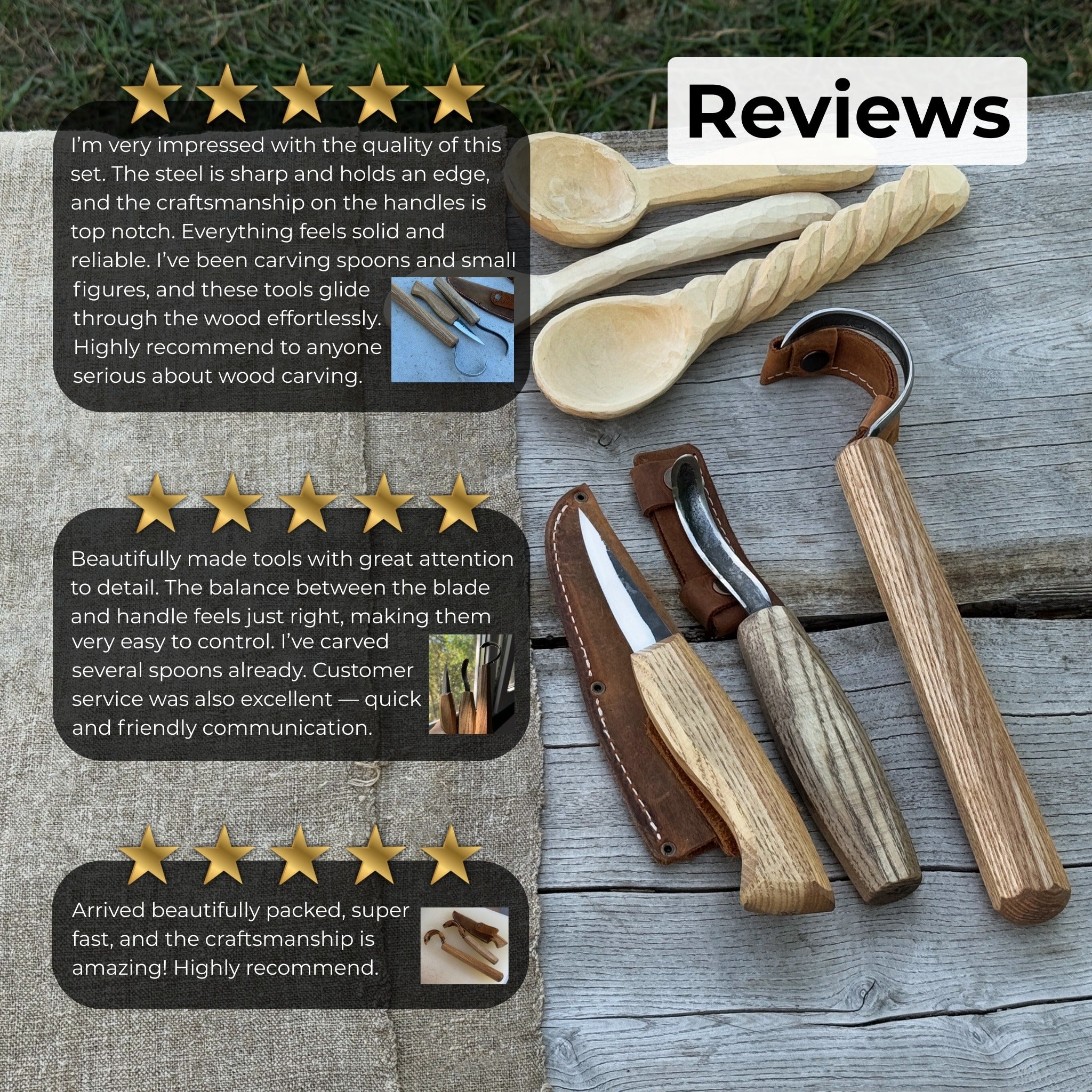 3-Piece Carving Knife Set for Spoon Carving