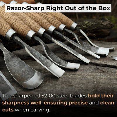 15 piece Wood Carving Tool Set with Leather Roll - 3