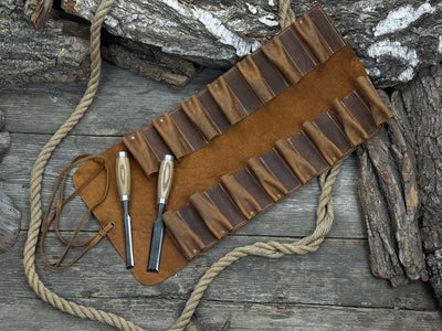 15 Pocket Leather Tool Roll - 8