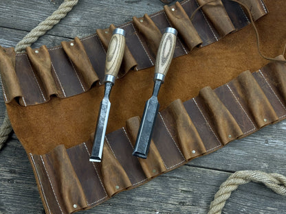 15 Pocket Leather Tool Roll - 7