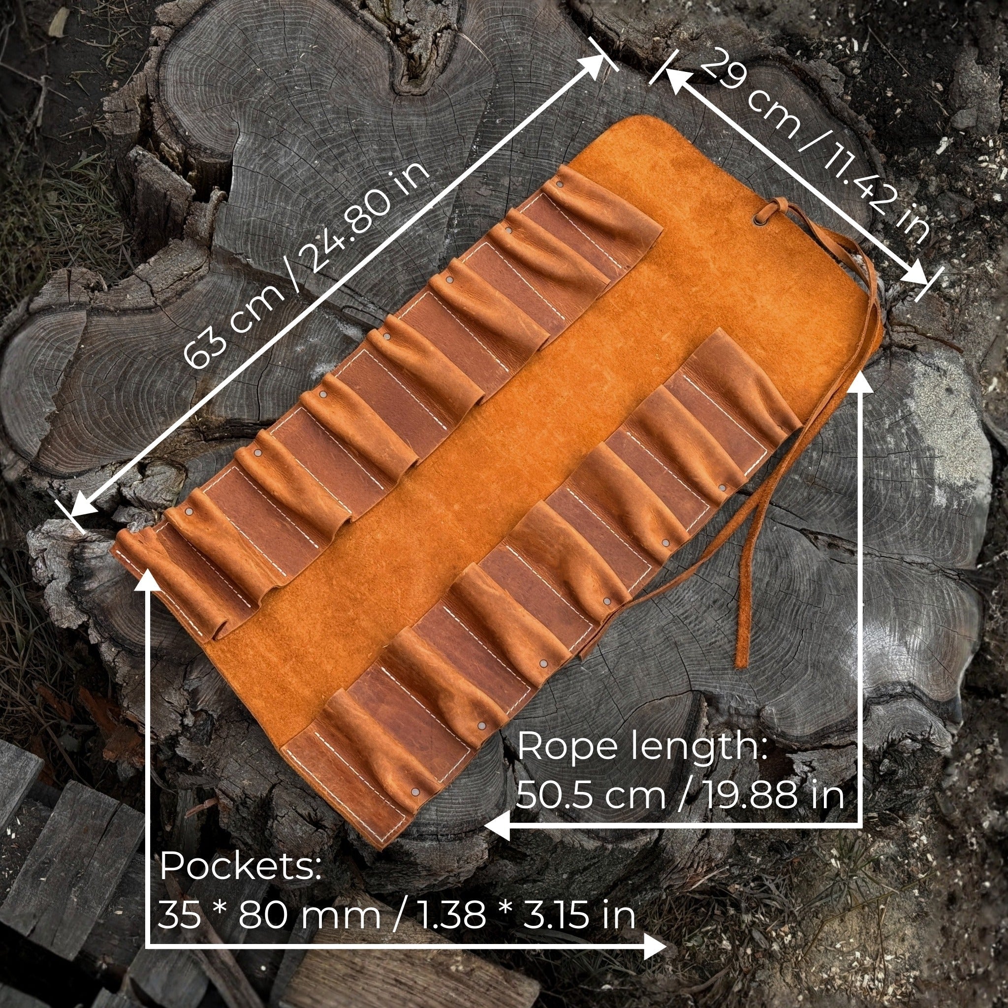 15 Pocket Leather Tool Roll - 2