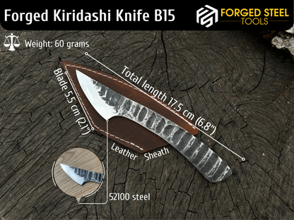 Hand-Forged Marking Knife Kiridashi with Rounded Blade, 5.5 cm (2.1 inches) - Forged Steel Tools