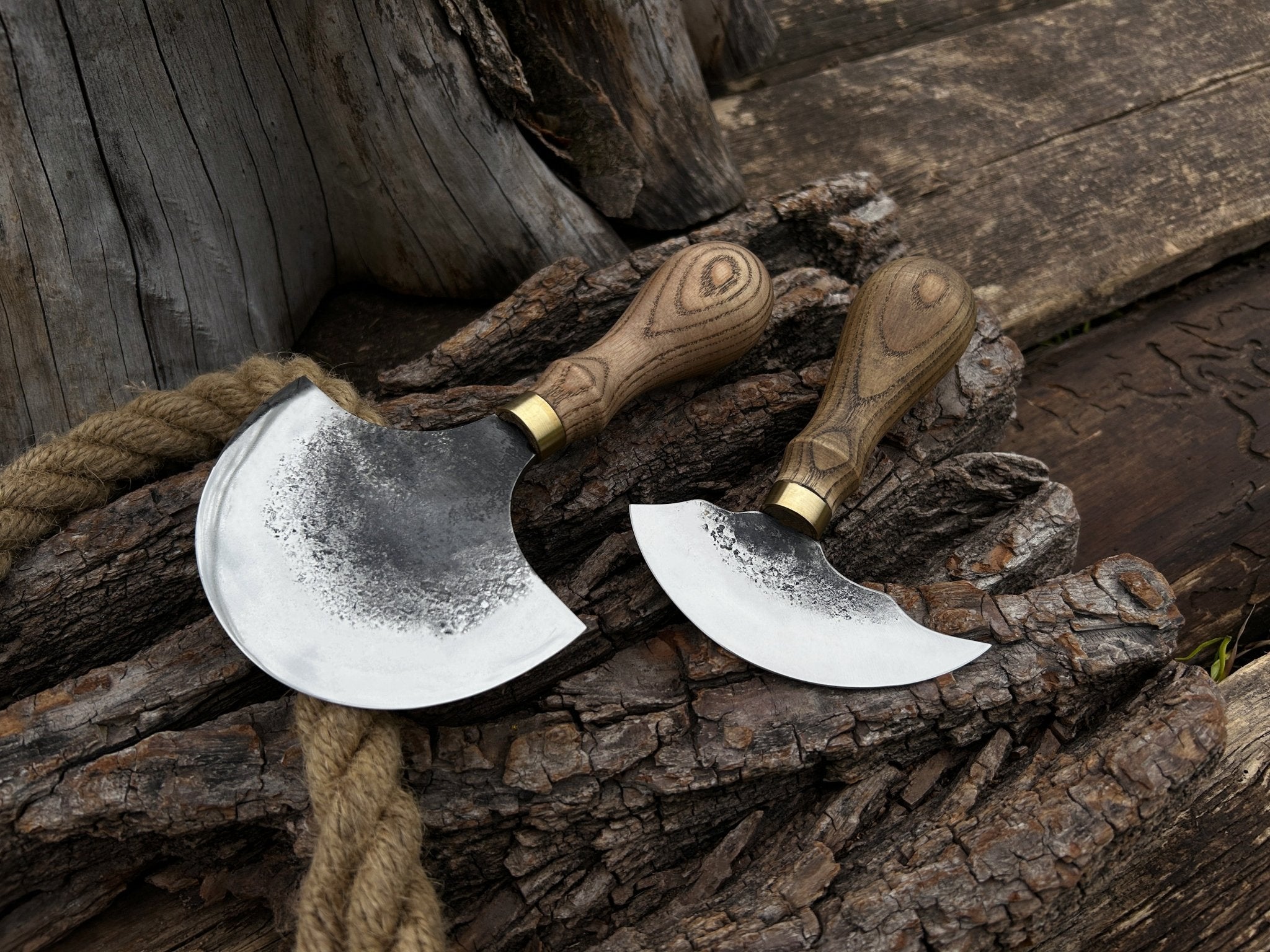 2 - Piece Hand - Forged Rounded Leather Knife Set - 1