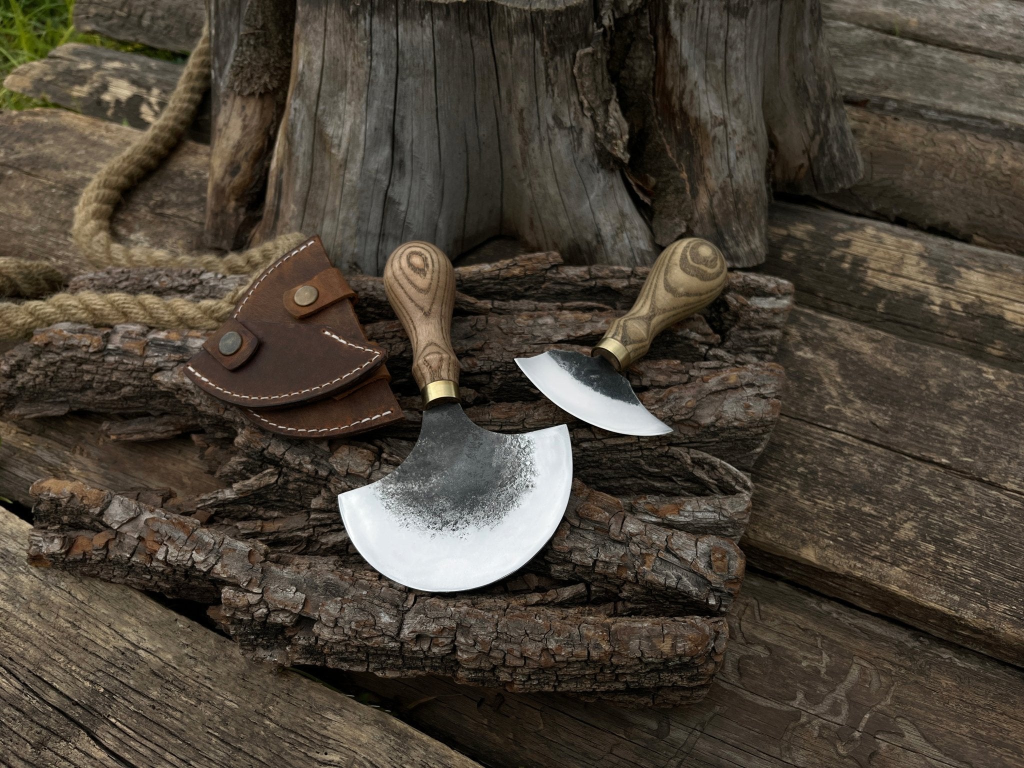 2 - Piece Hand - Forged Rounded Leather Knife Set - 7